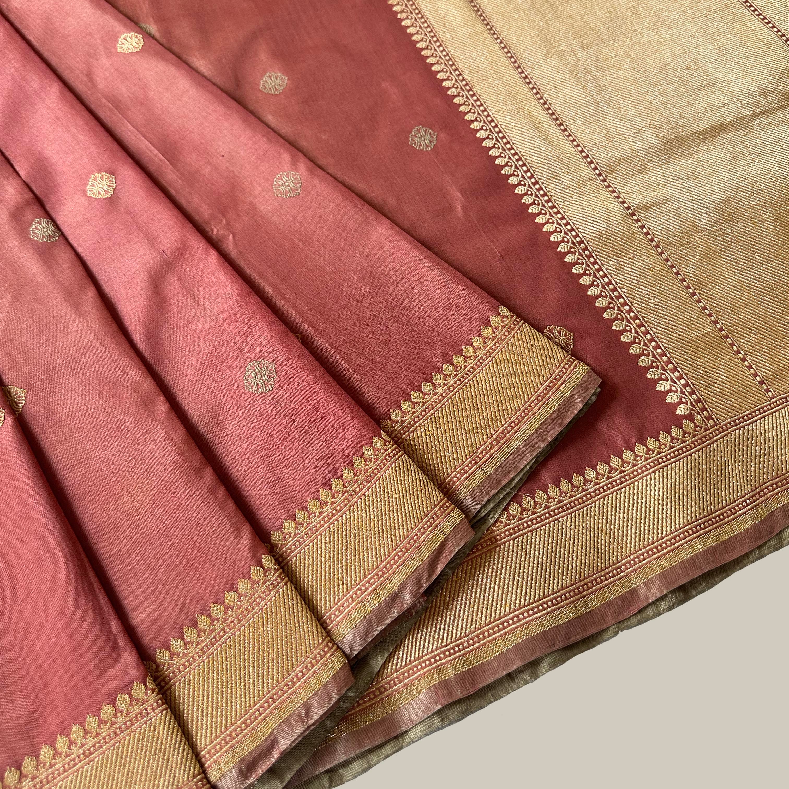 Red Silk Georgette Natural Dyed Benarasi