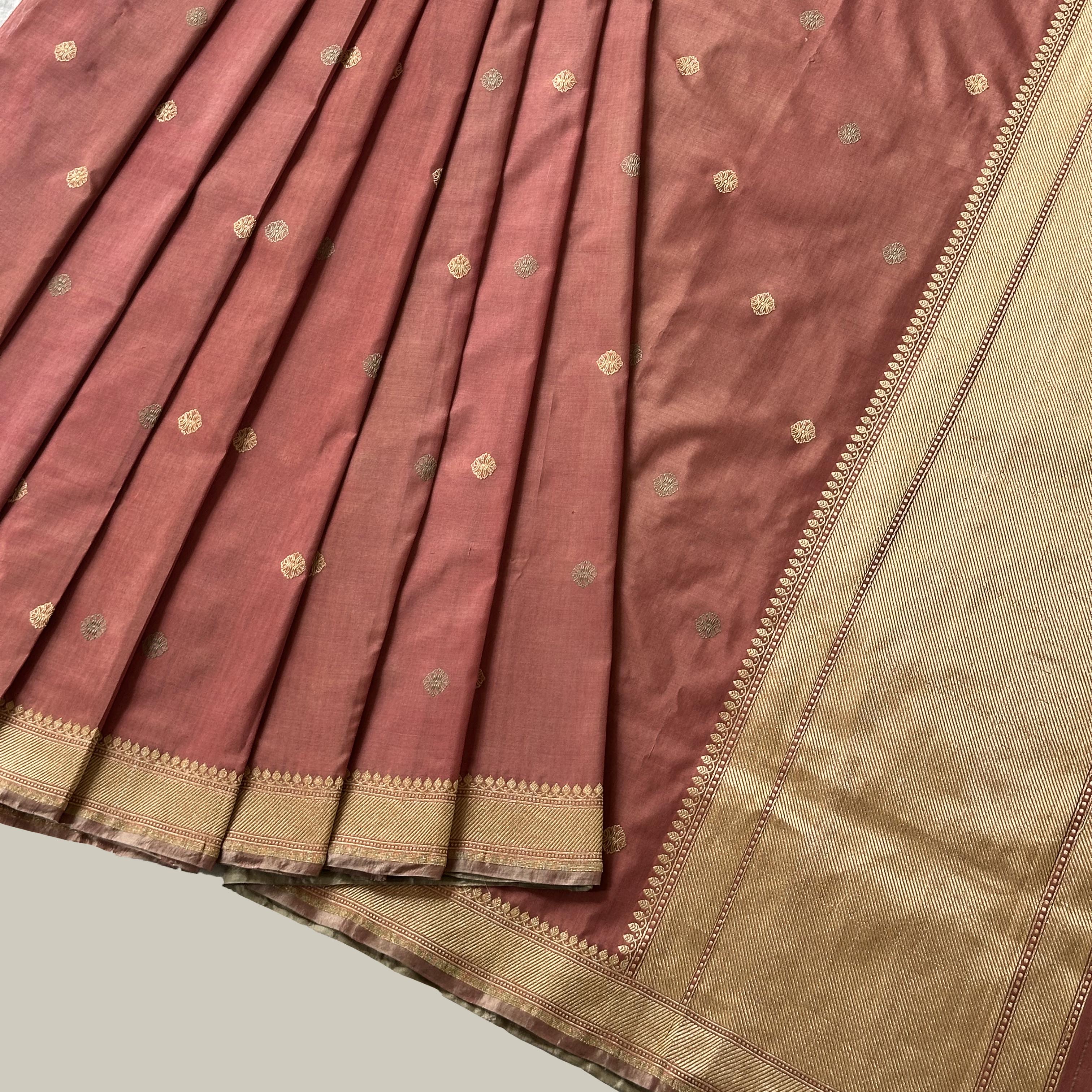 Red Silk Georgette Natural Dyed Benarasi
