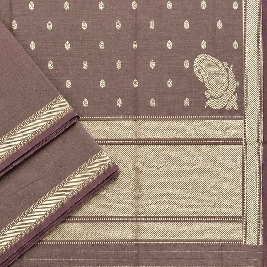 Pure Cotton Dusty Mauve Natural Dyed Benarasi