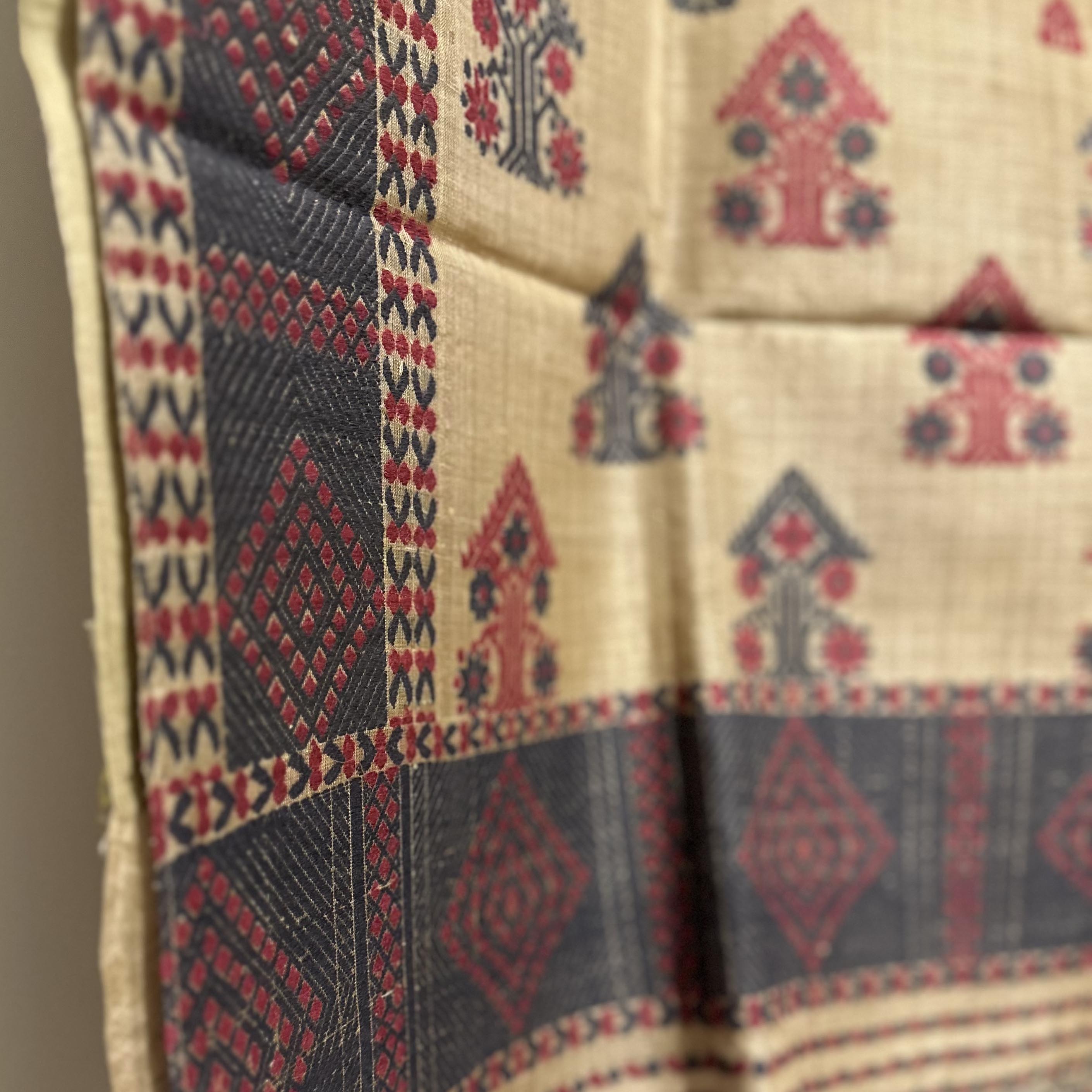 Heirloom Pure Assam Muga Saree with Natural Dyed Eri Extra Weft in Red and Grey