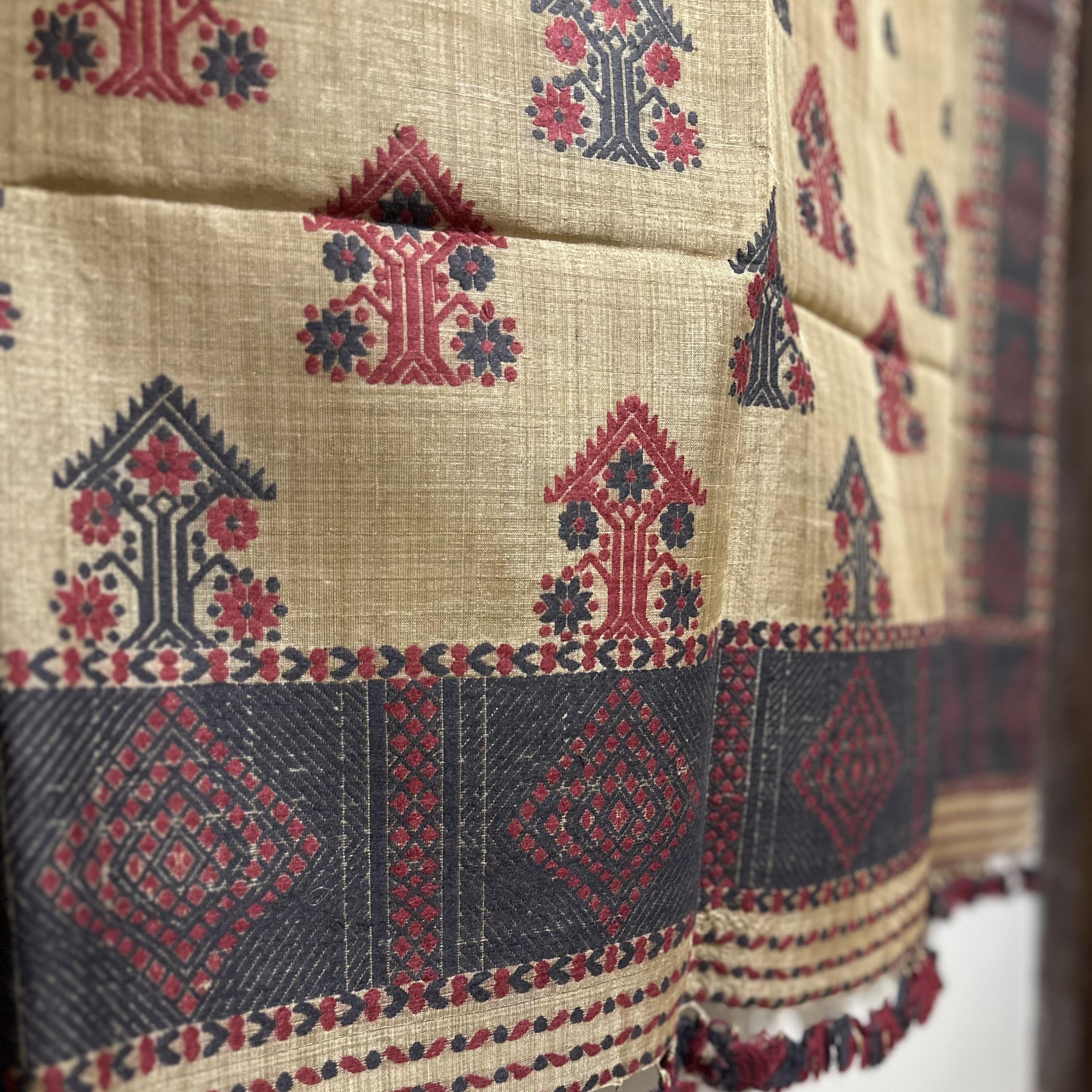 Heirloom Pure Assam Muga Saree with Natural Dyed Eri Extra Weft in Red and Grey