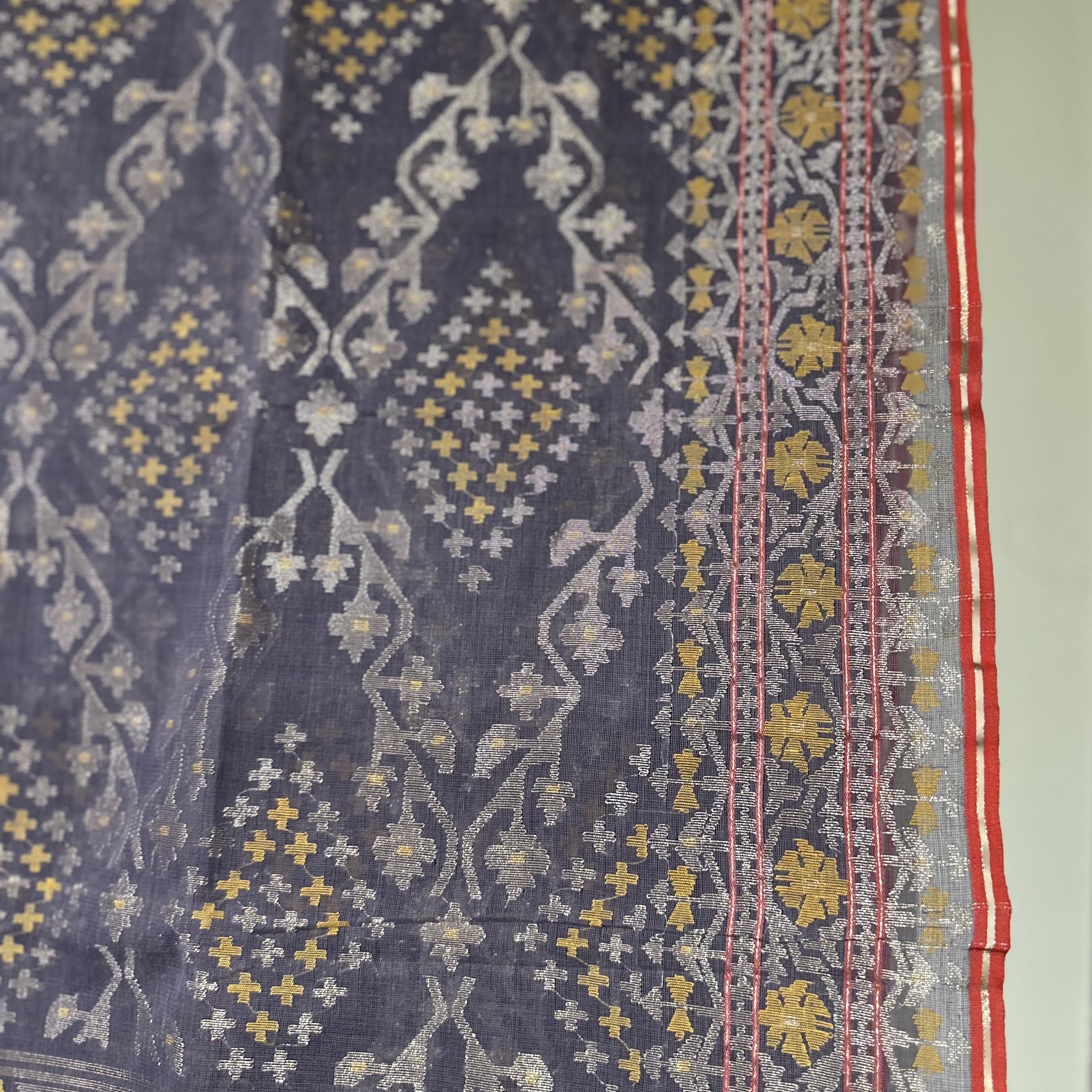 Purple Jaal Dhakai Jamdani with Zari