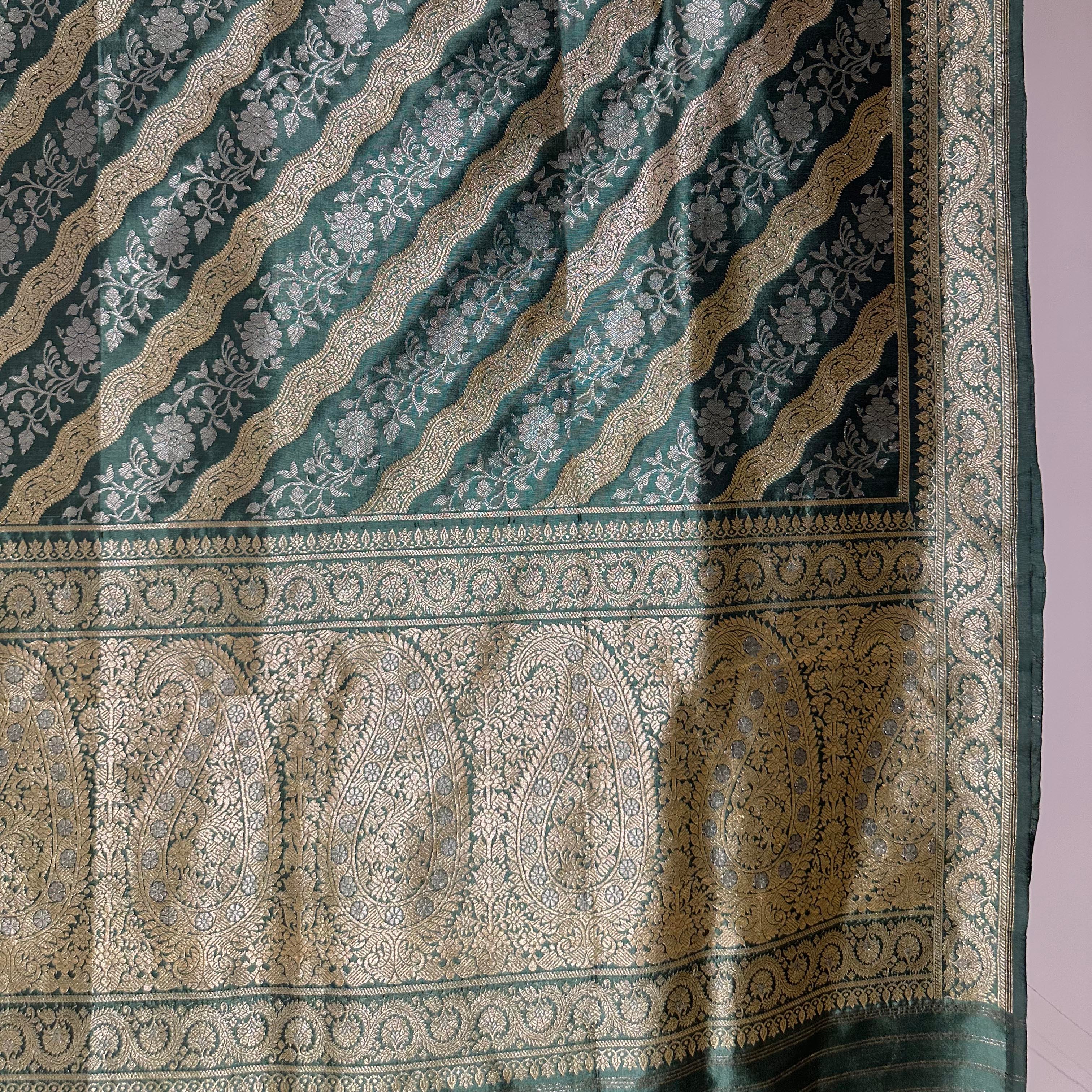 Green Ada Khadwa Benarasi Saree