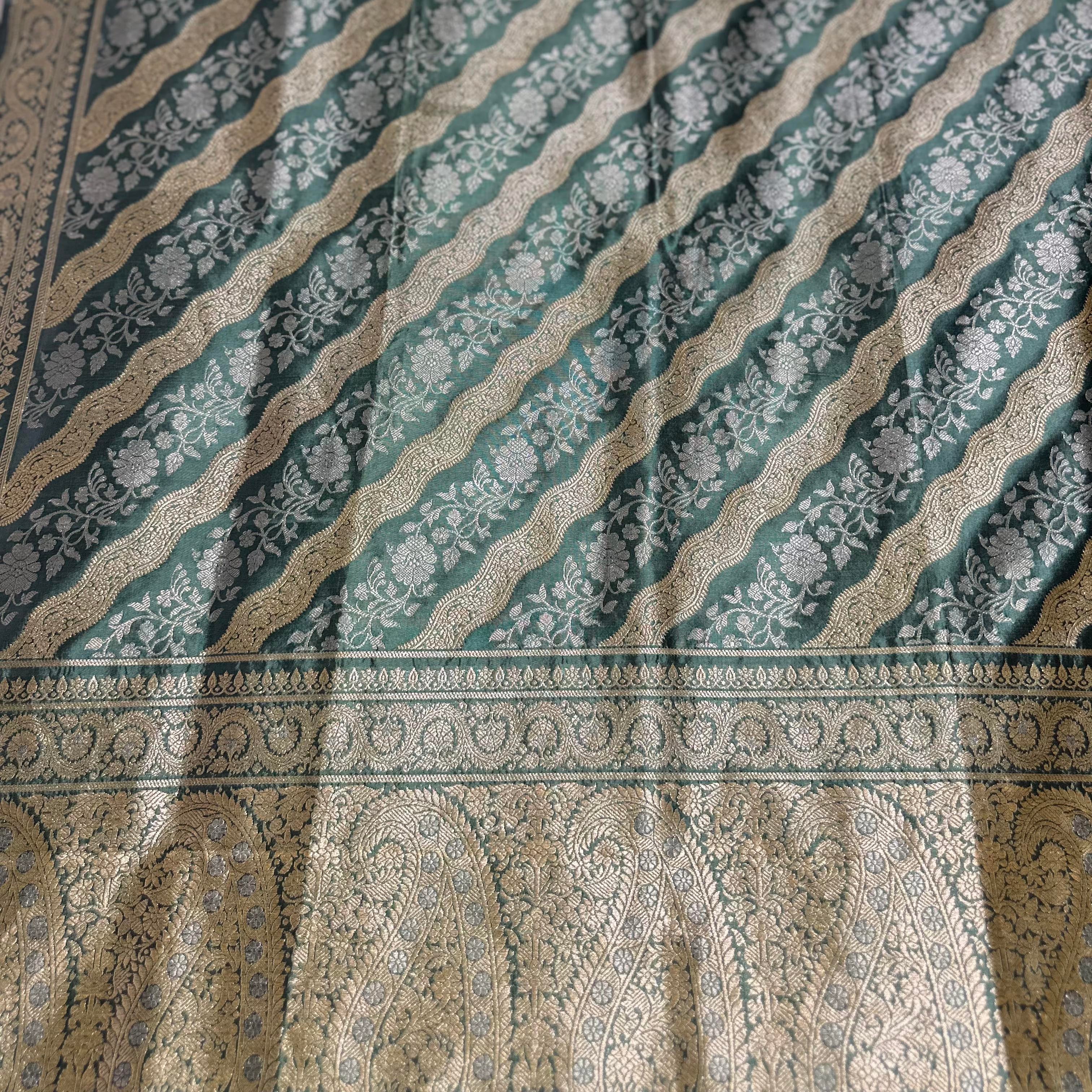 Green Ada Khadwa Benarasi Saree