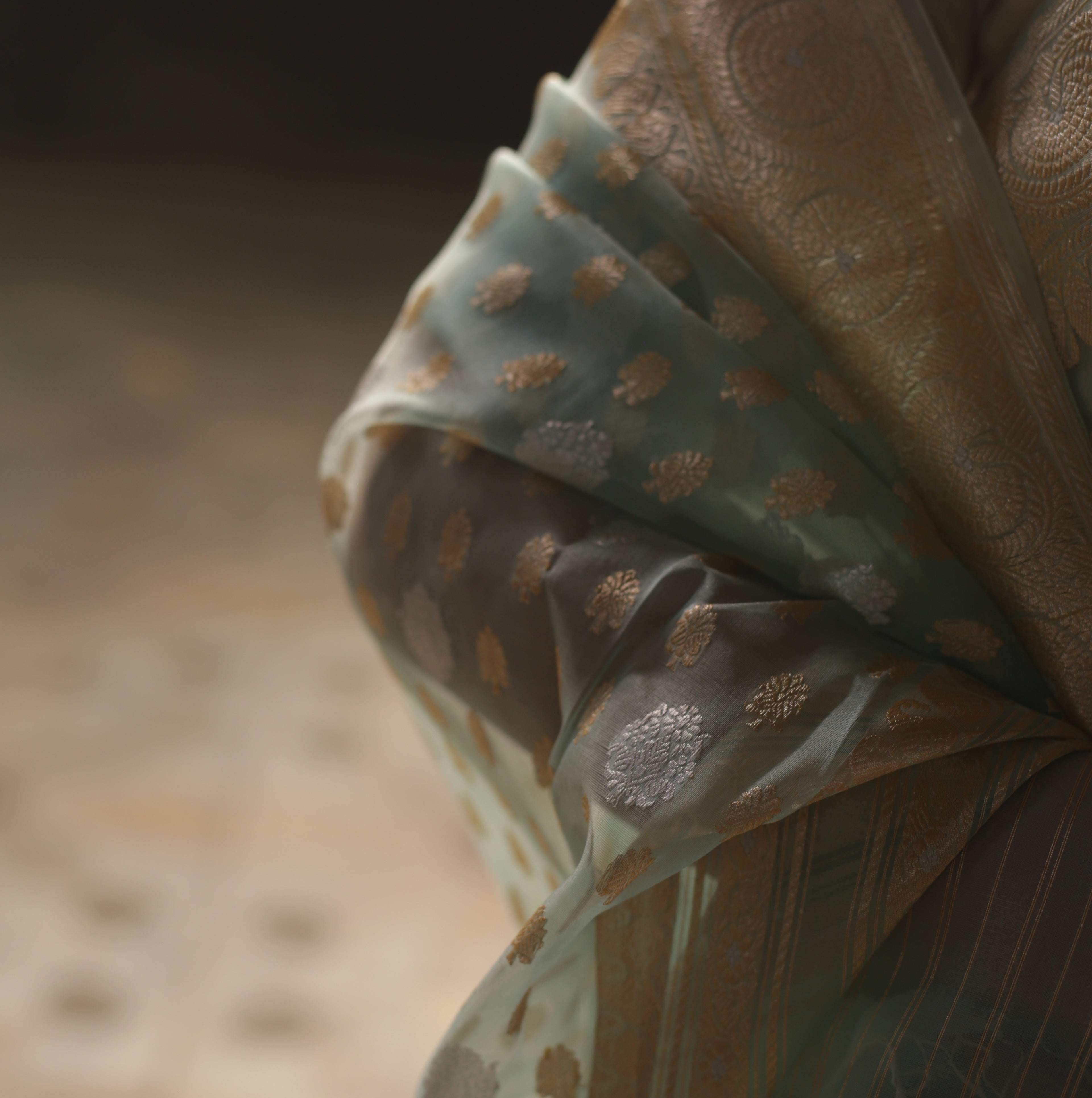 Powder Blue Kora Khadwa Benarasi