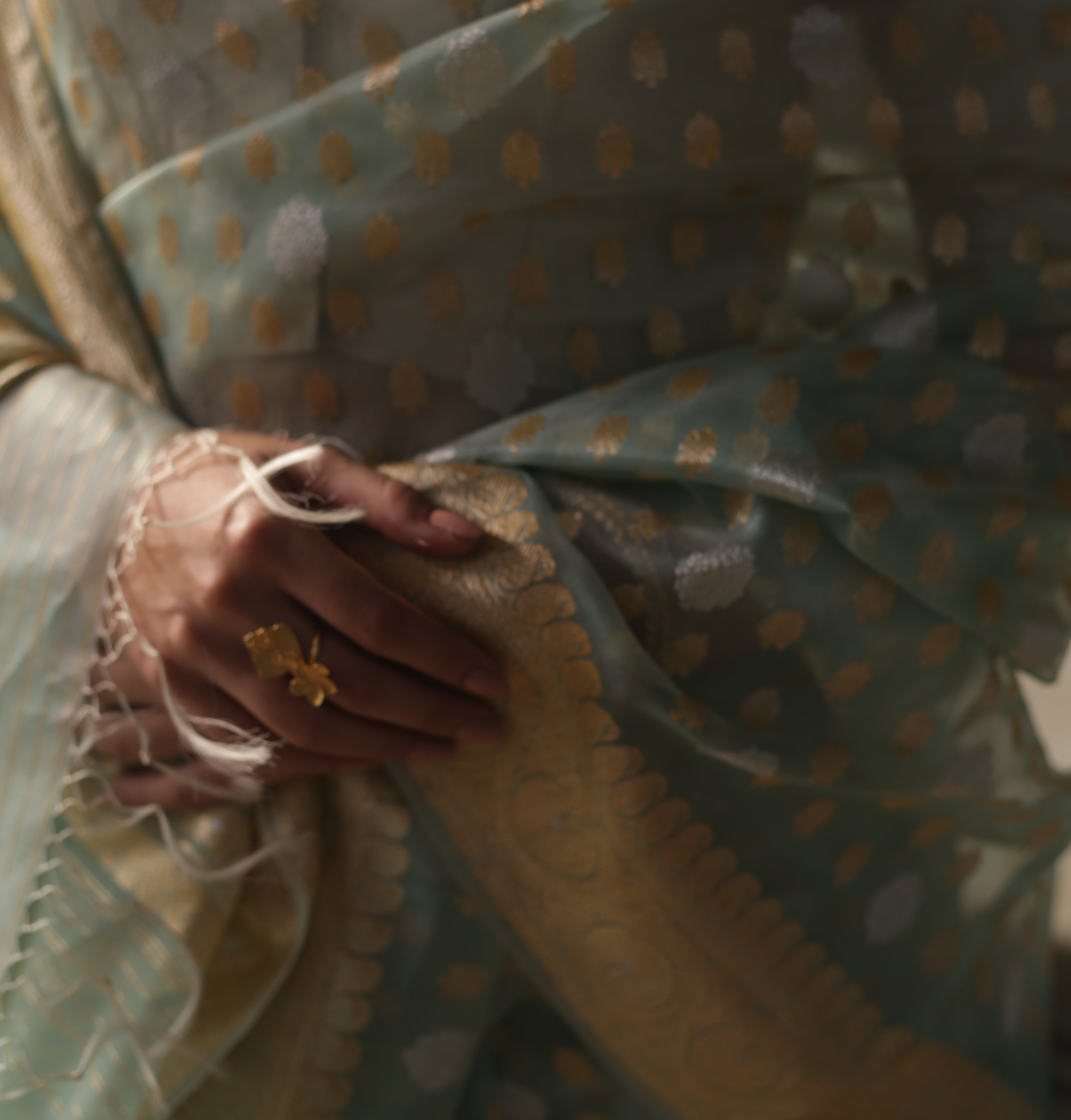 Powder Blue Kora Khadwa Benarasi