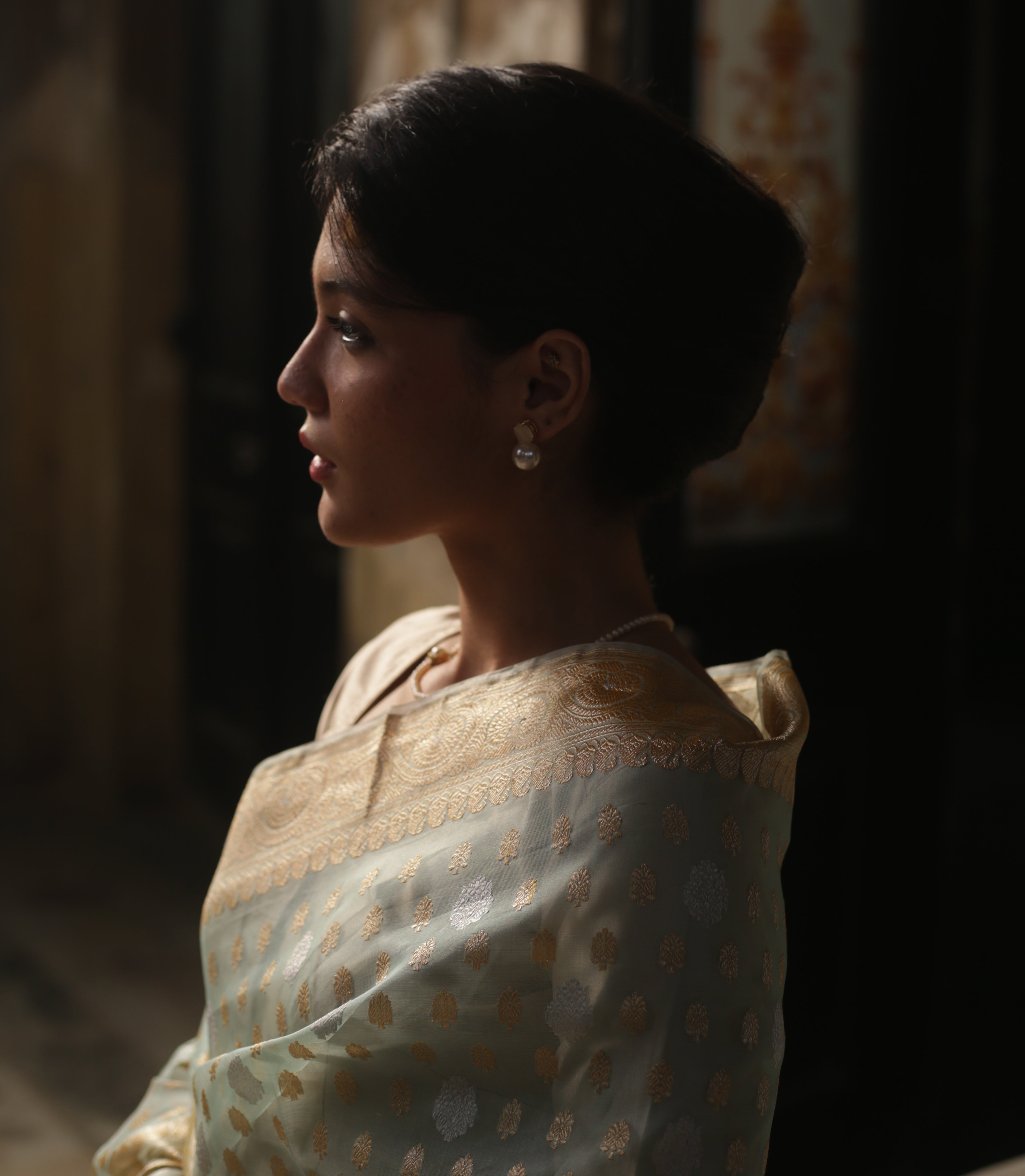 Powder Blue Kora Khadwa Benarasi