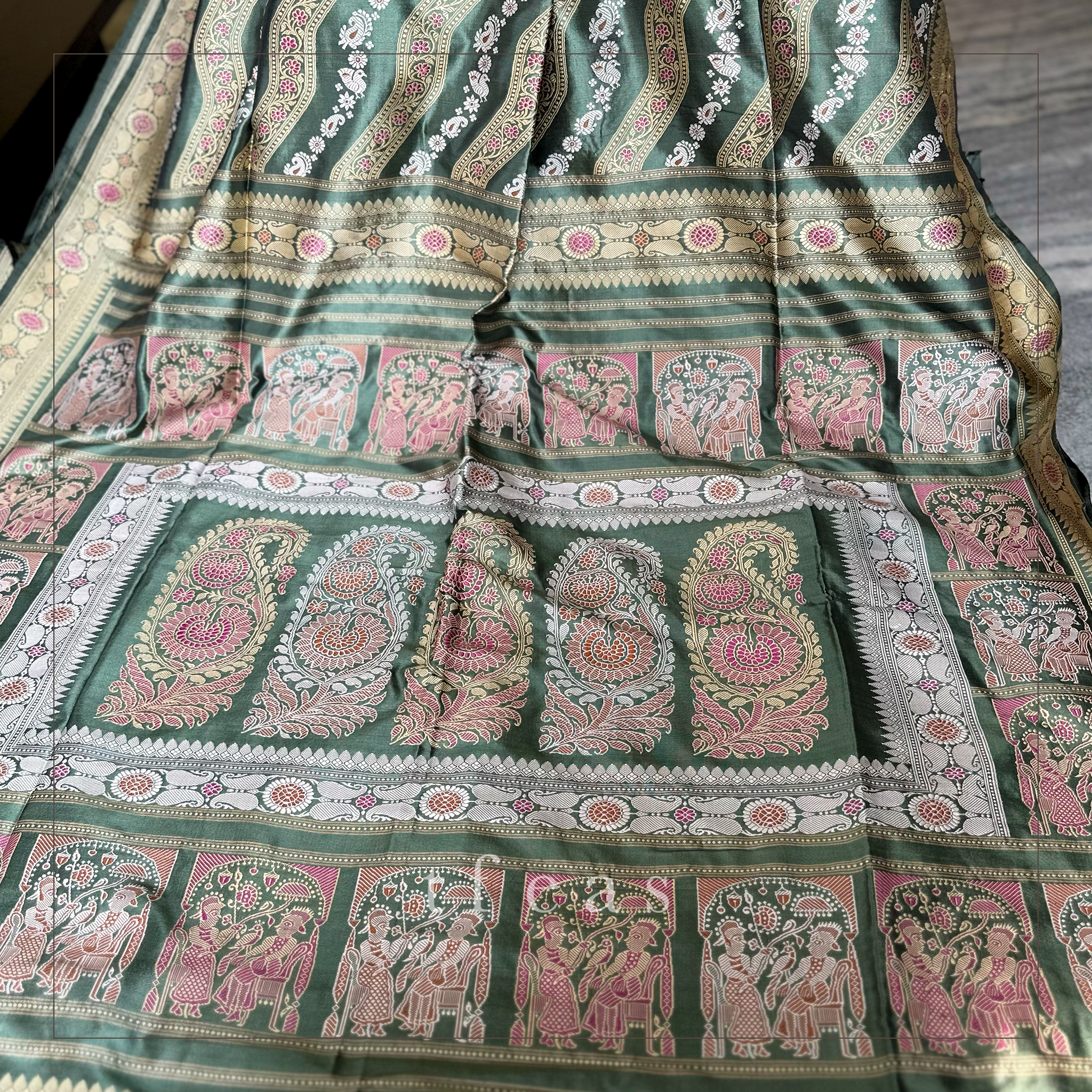 Moss Green Ada Revival Baluchari