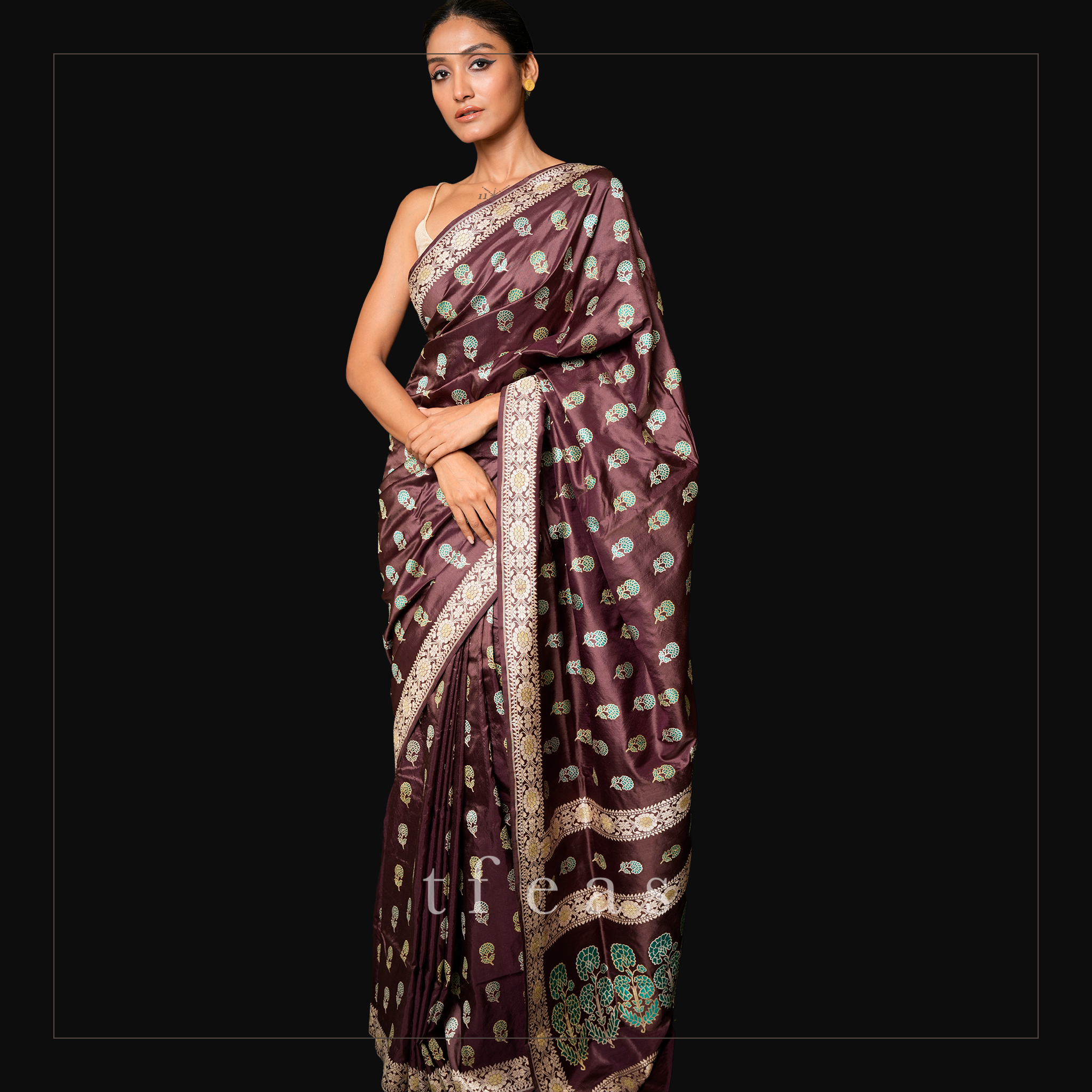 Brown Revival Baluchari Saree