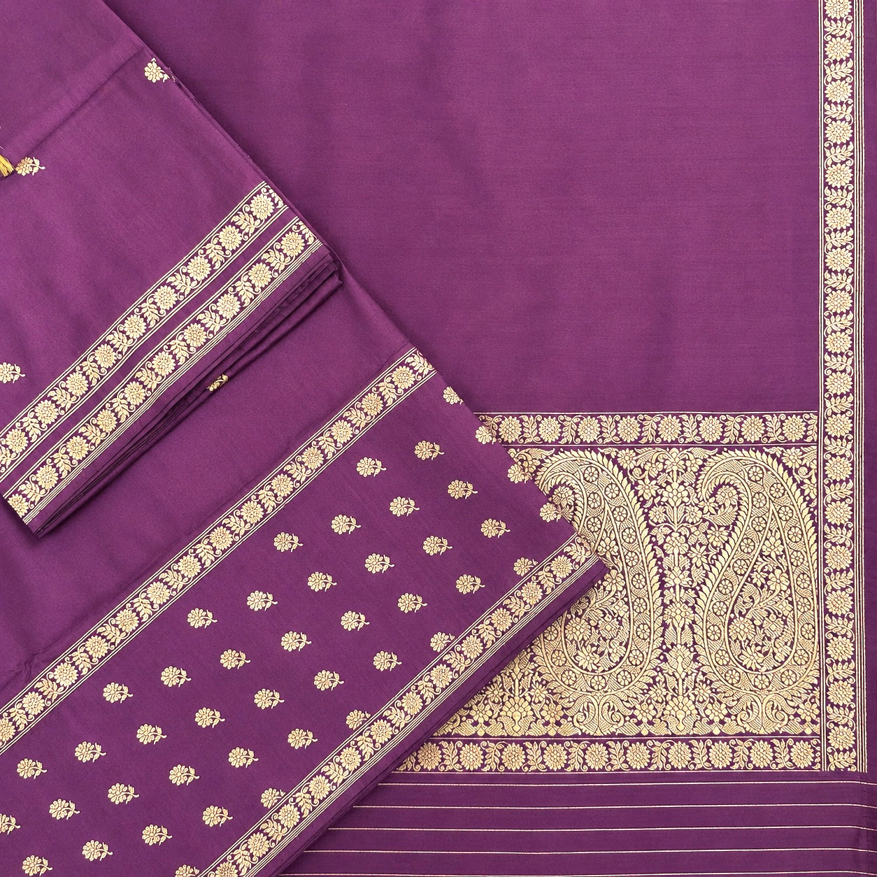 Purple Khadwa Buti Benarasi with Paisley