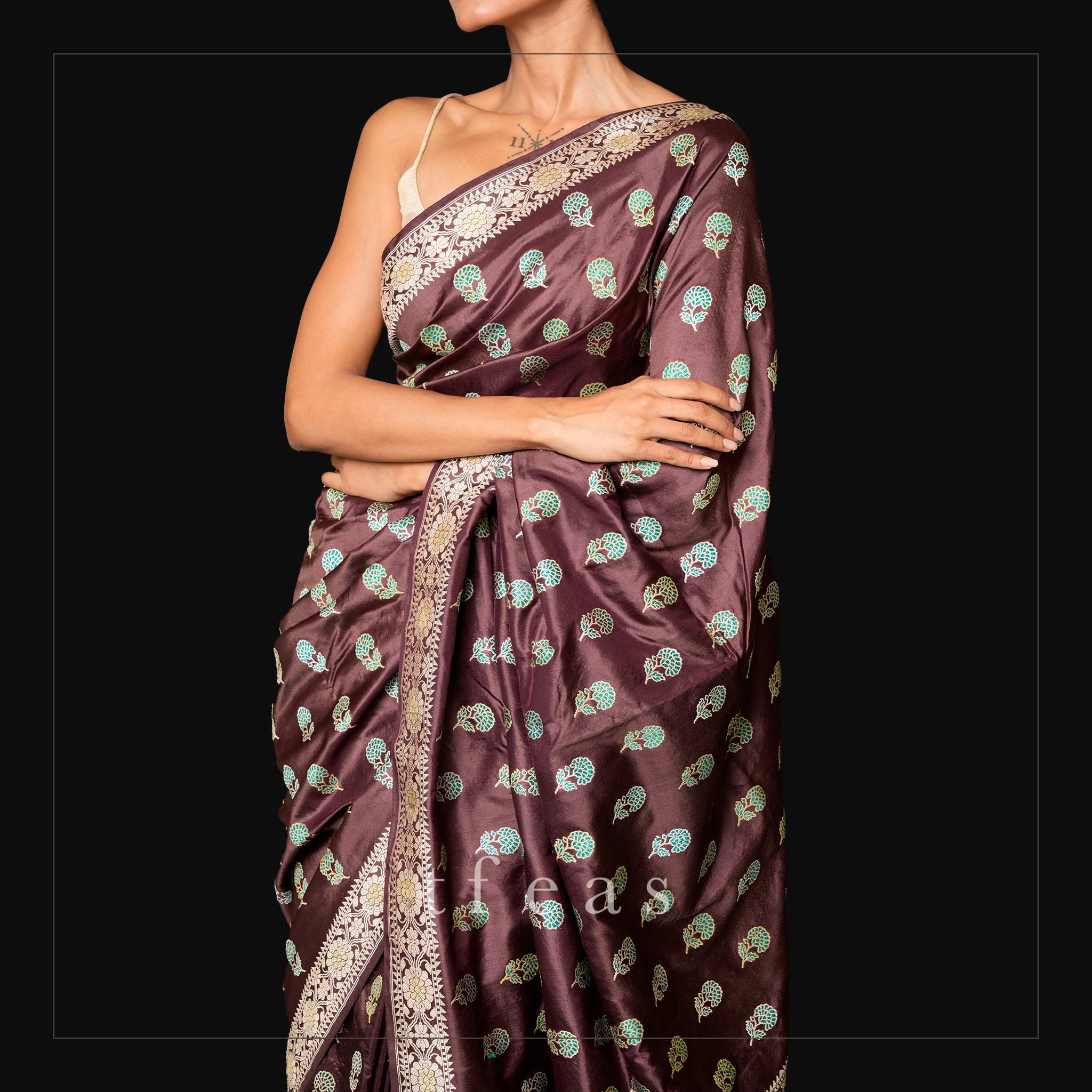 Brown Revival Baluchari Saree