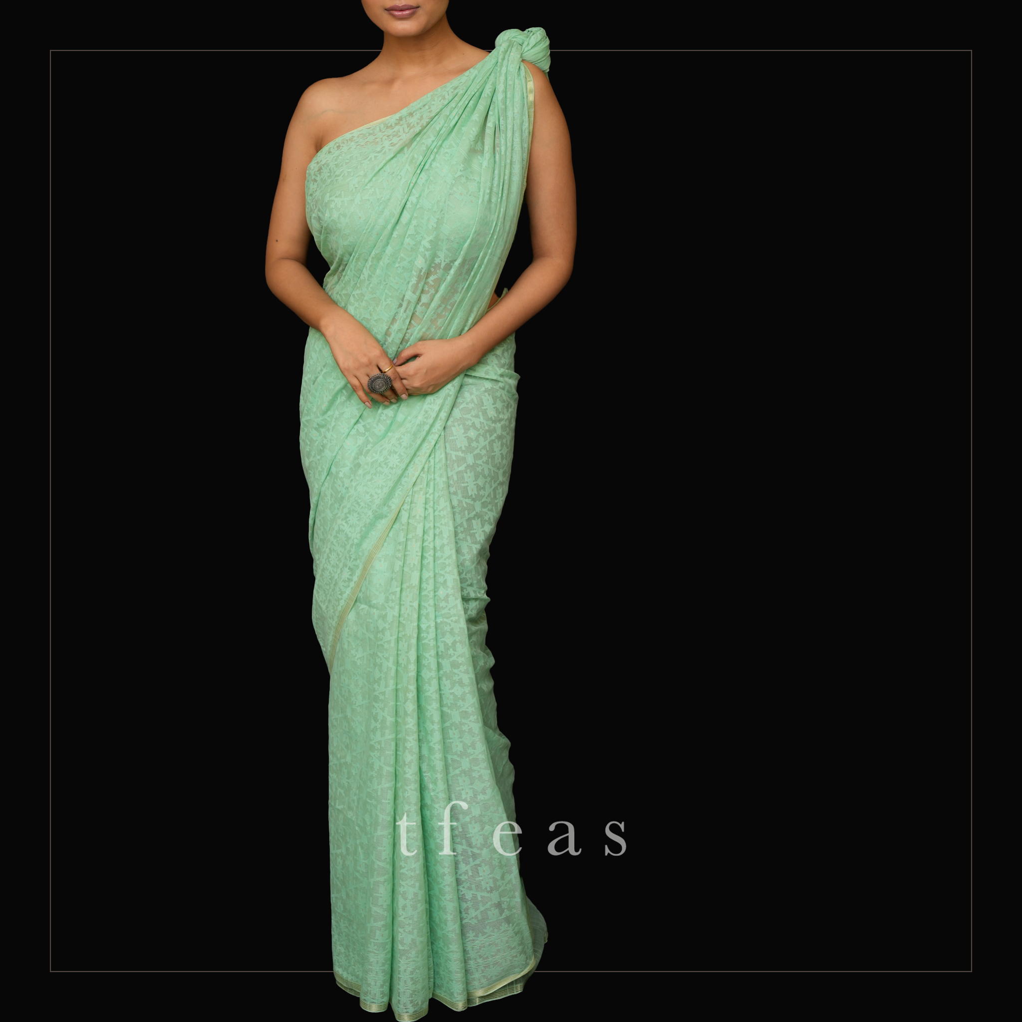 Mint/Sea Green Grand Dhakai Jamdani Saree