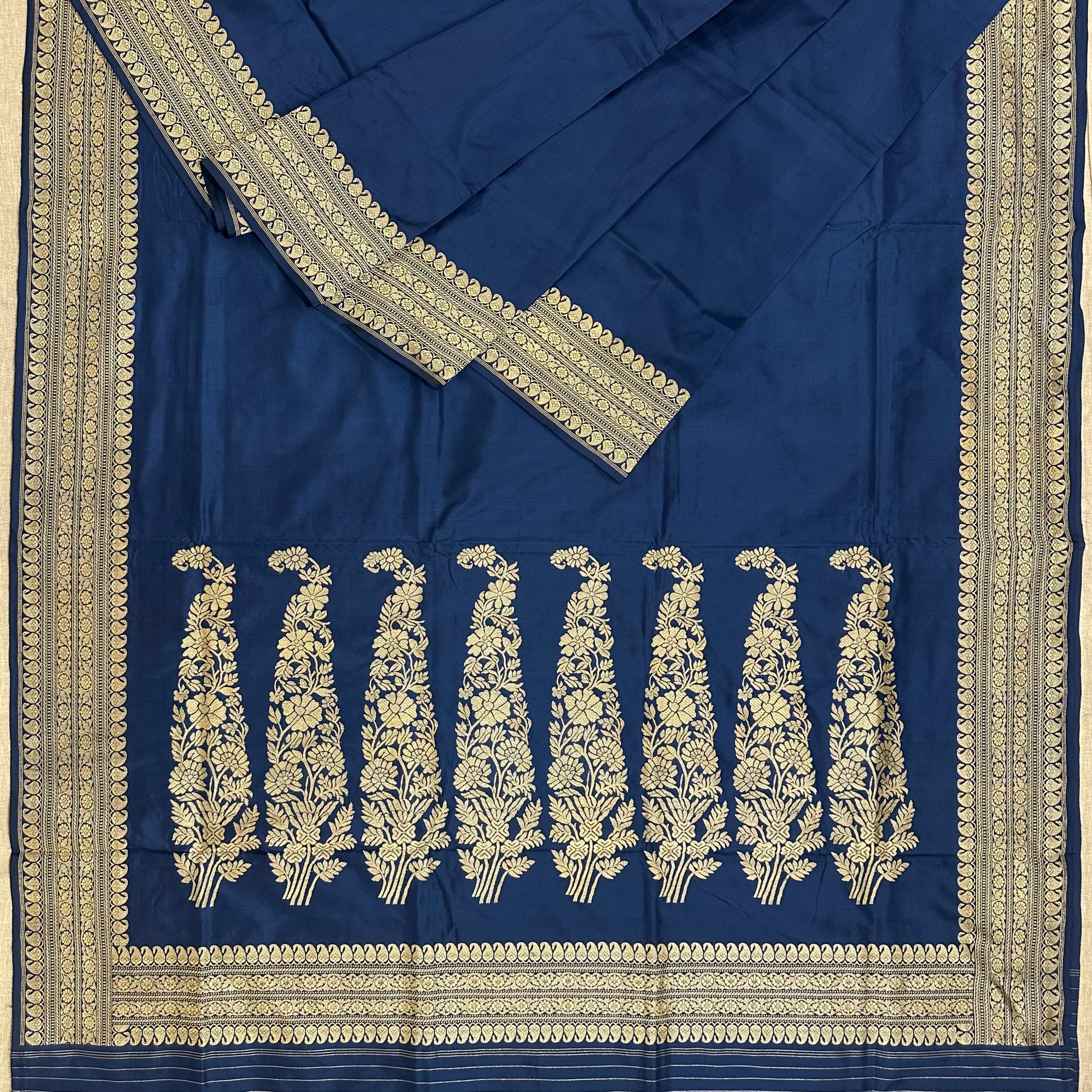 Midnight Blue Paisley Khadwa Benarasi