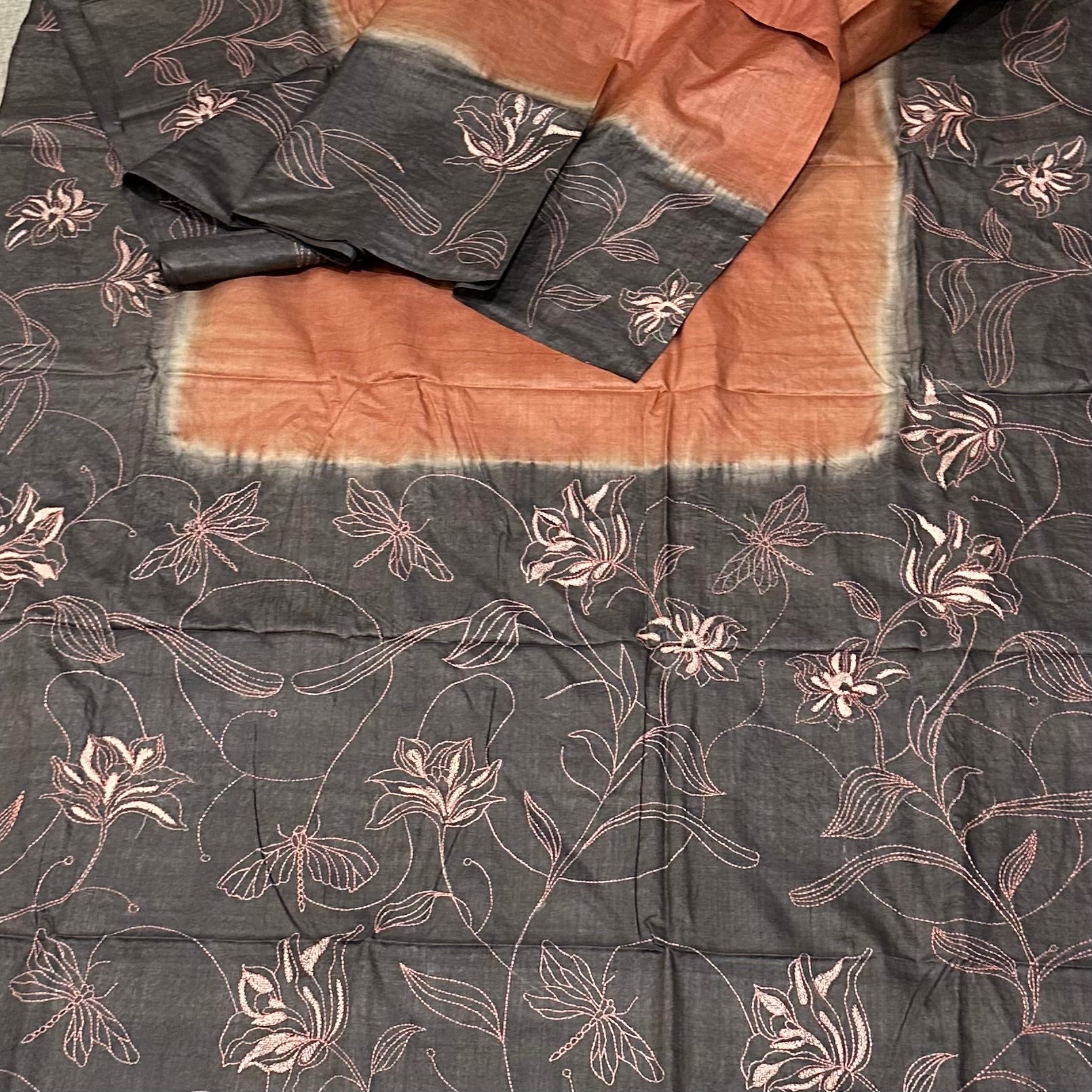 Natural Dyed Handwoven Tussar with Kantha