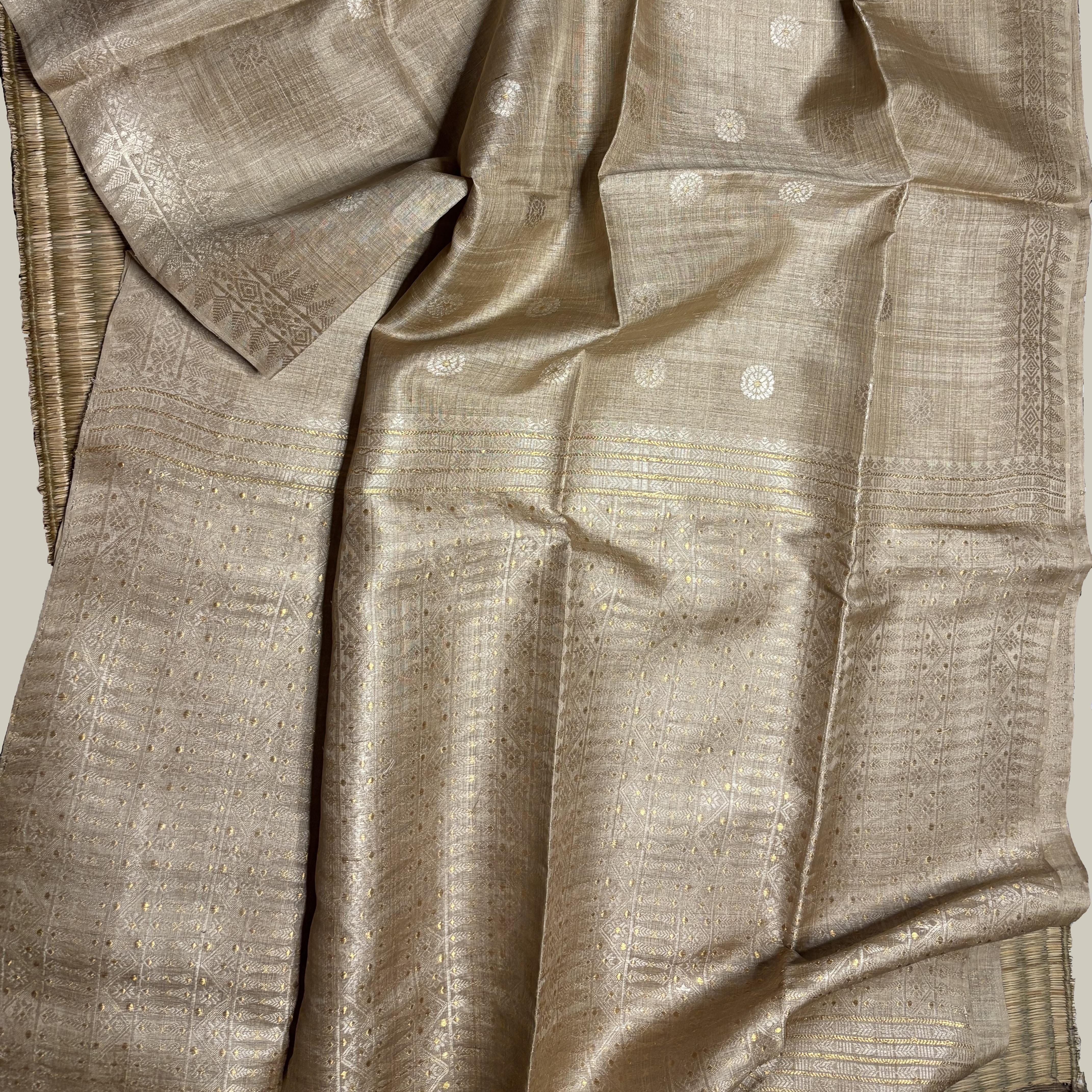Golden Heirloom Pure Assam Muga Saree with Golden Selvedge