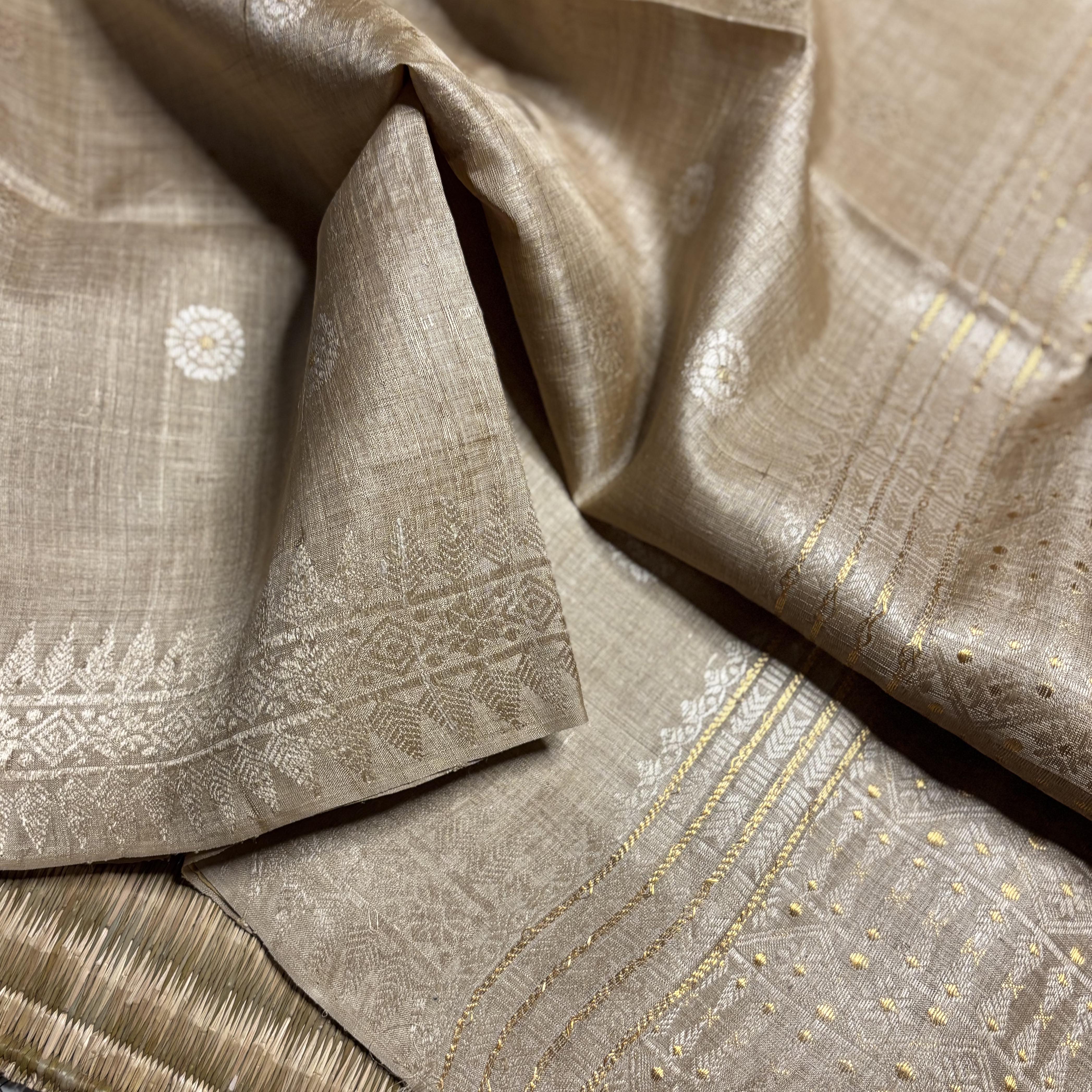 Golden Heirloom Pure Assam Muga Saree with Golden Selvedge