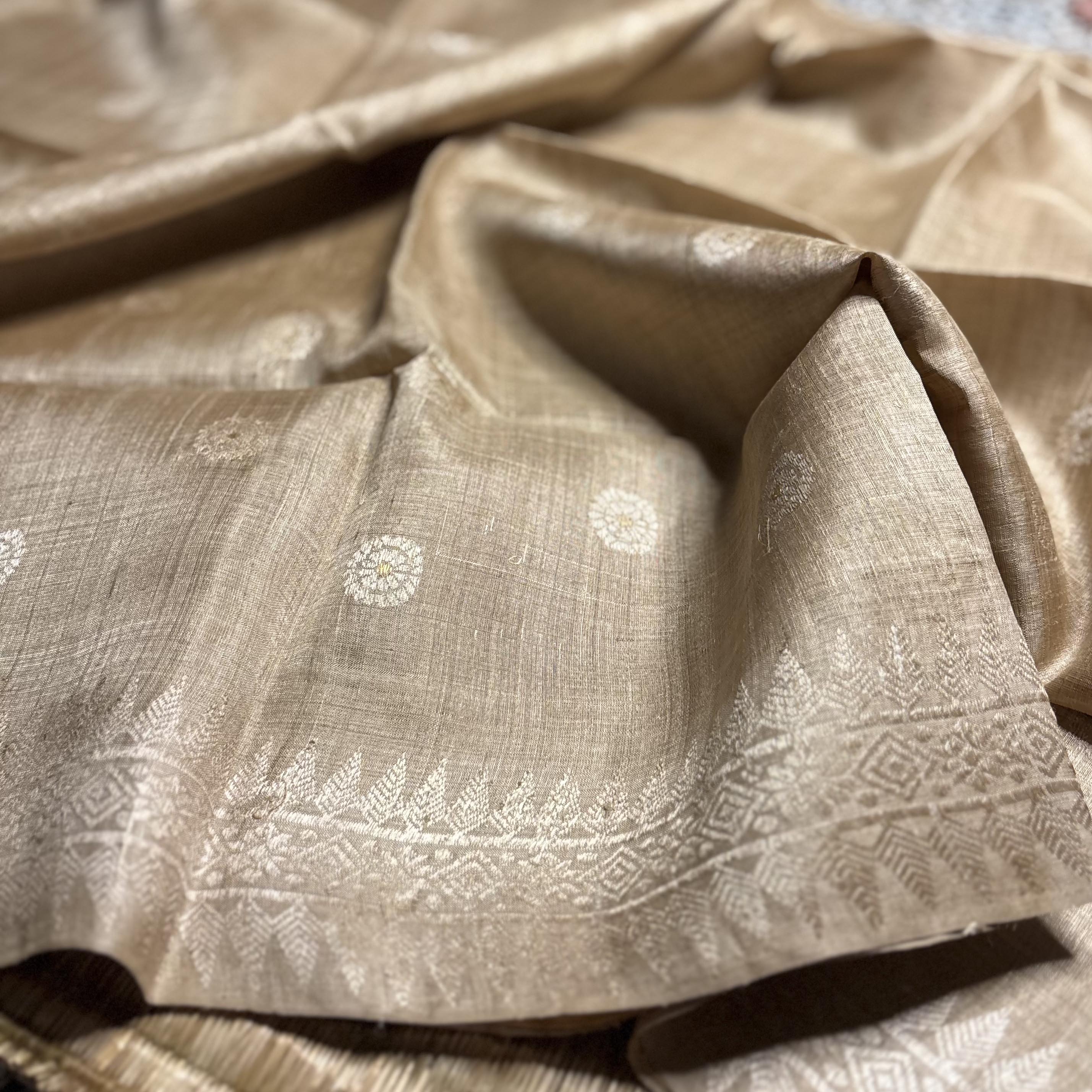Golden Heirloom Pure Assam Muga Saree with Golden Selvedge