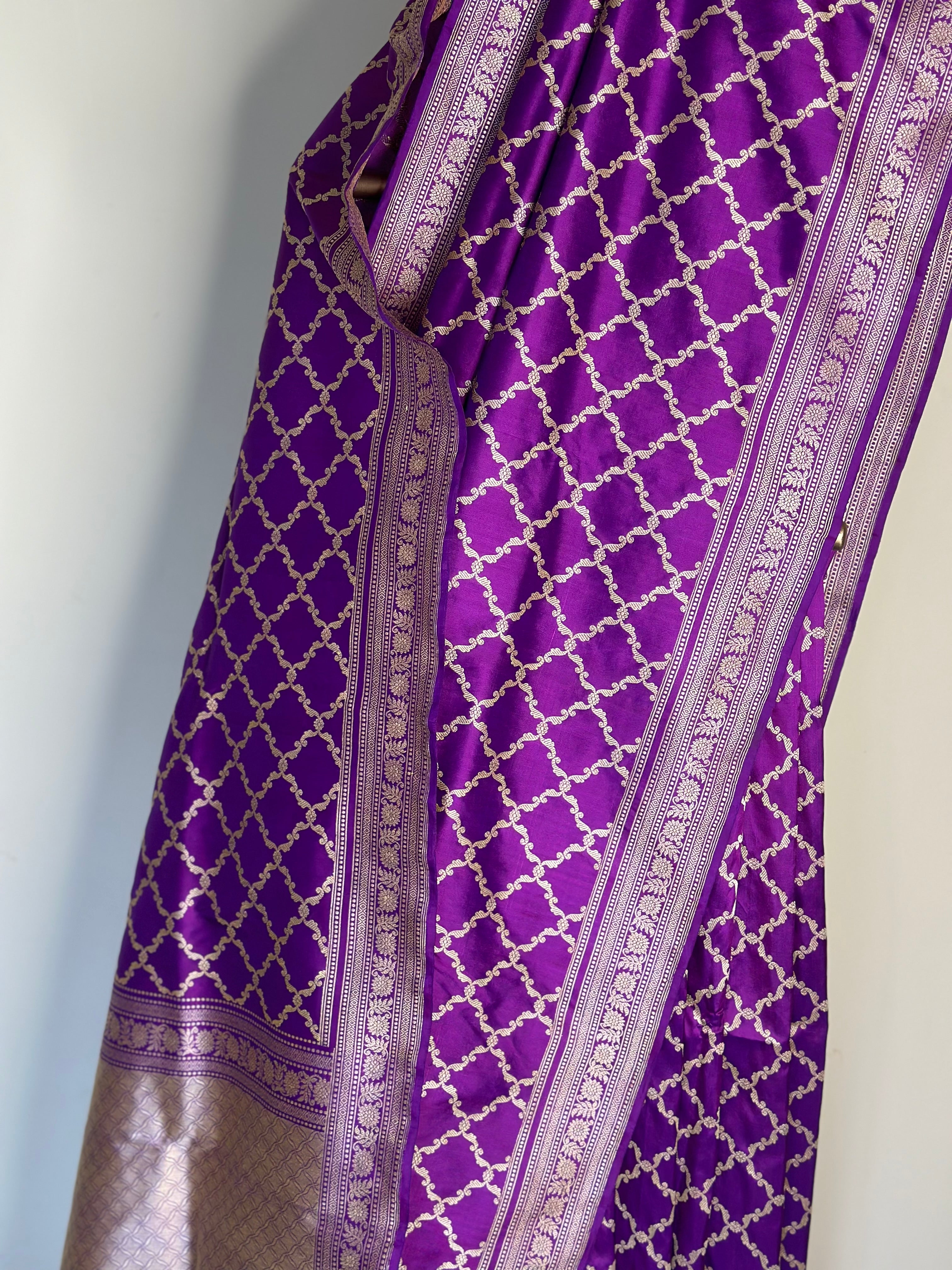 Purple Shot Color Khadwa Jaal Benarasi