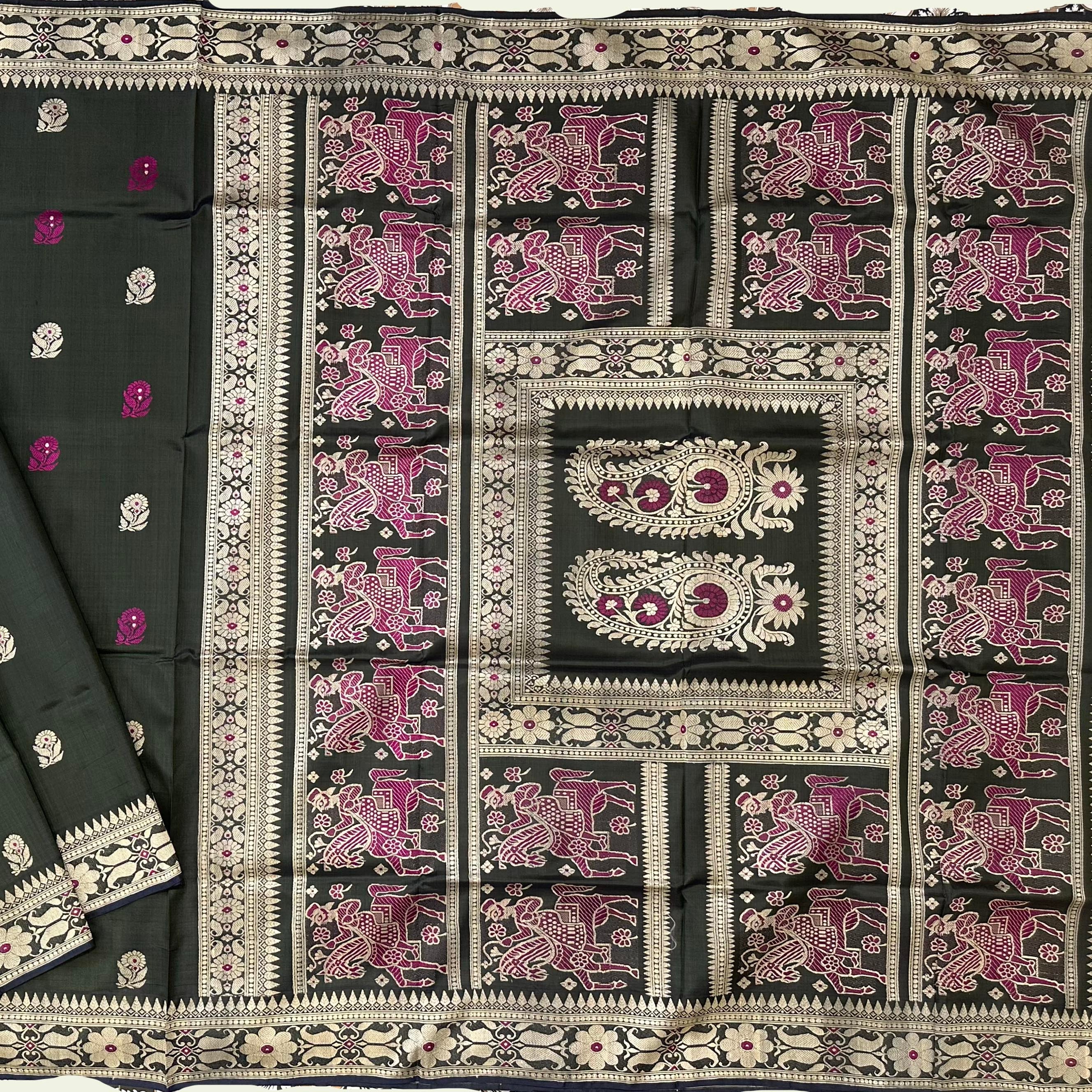 Moss Green Revival Baluchari from Bengal