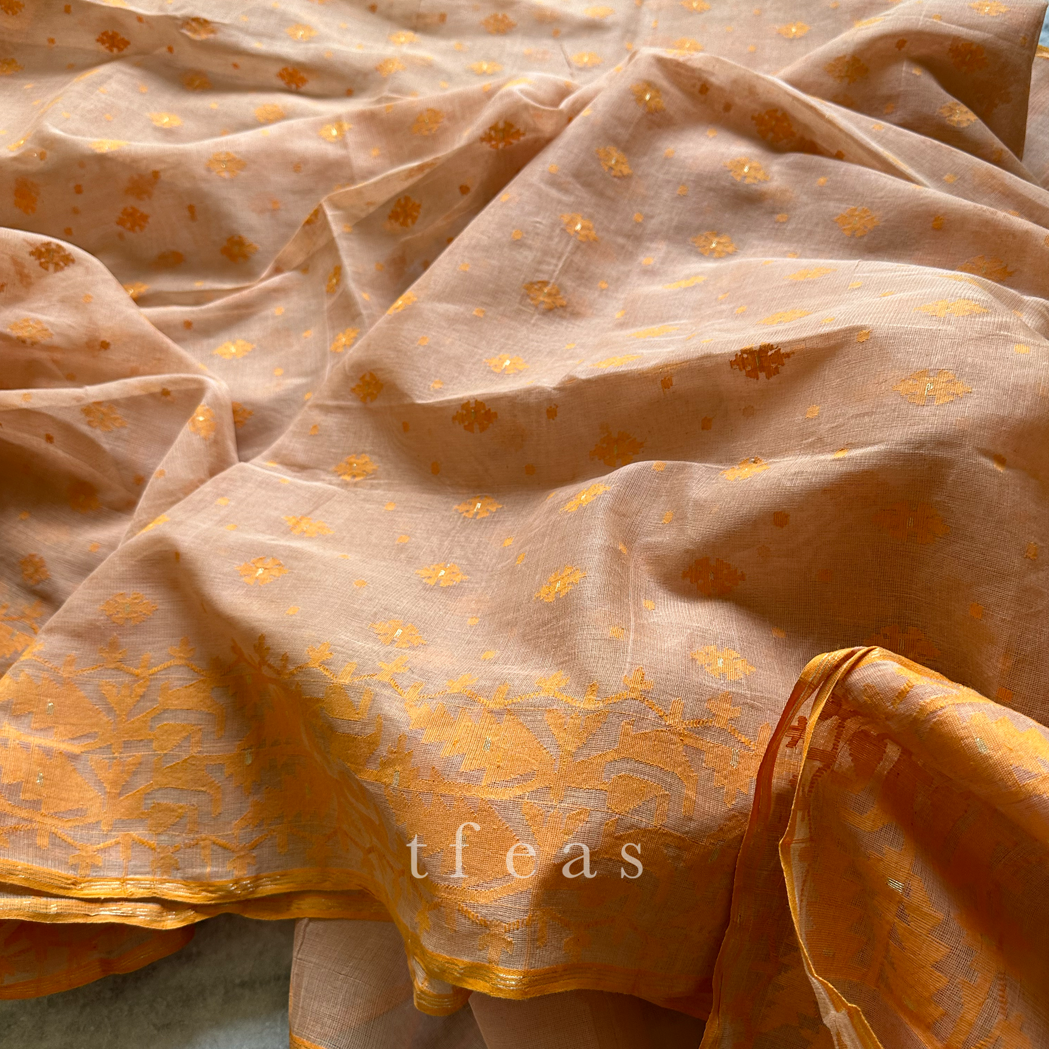 Blush and Orange Dhakai Jamdani