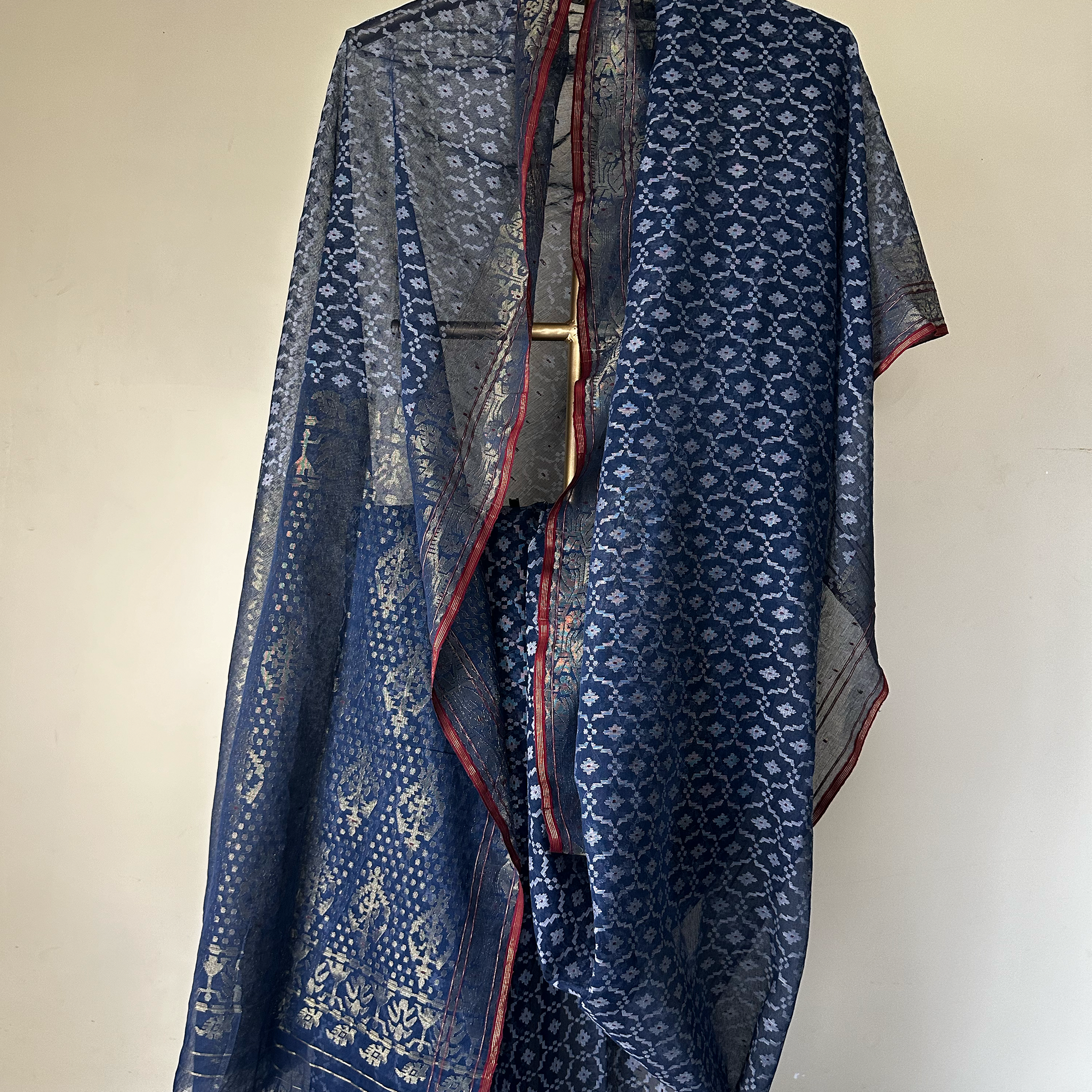 Pre Order: Indigo and White Jaal Dhakai Jamdani