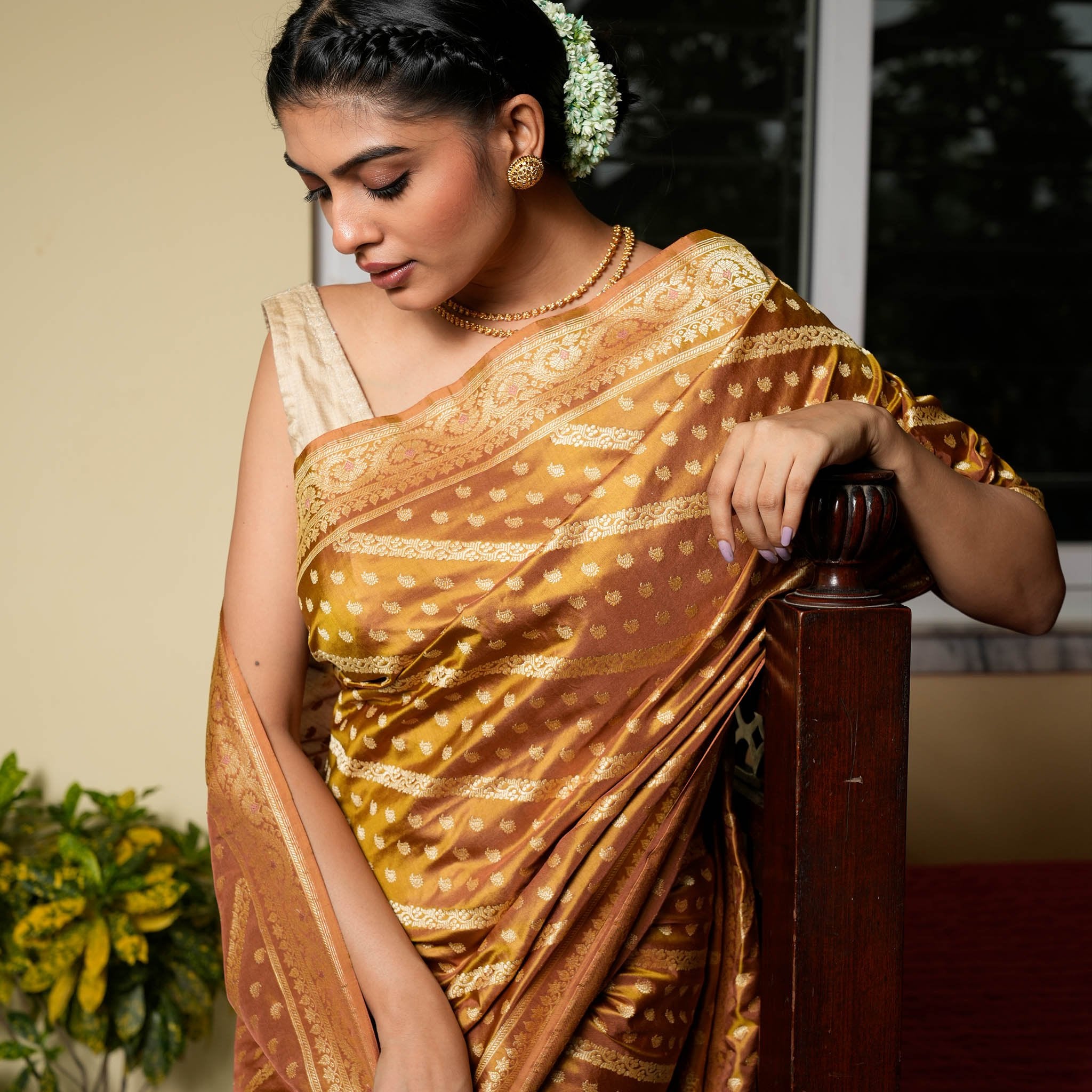 Natural Dyed Benarasi Khadwa Ada