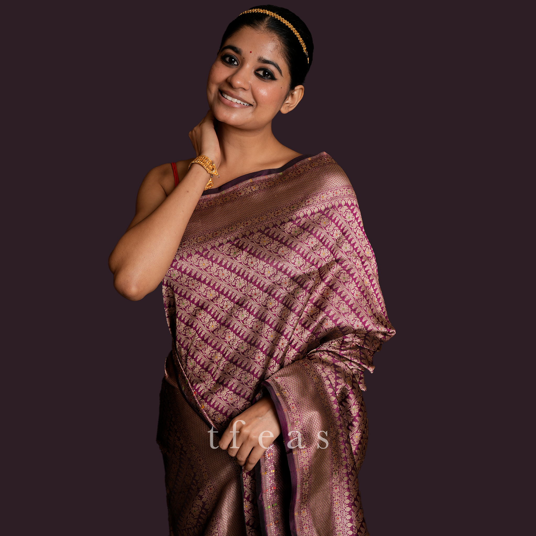 Purple Ada Brocade Benarasi Saree