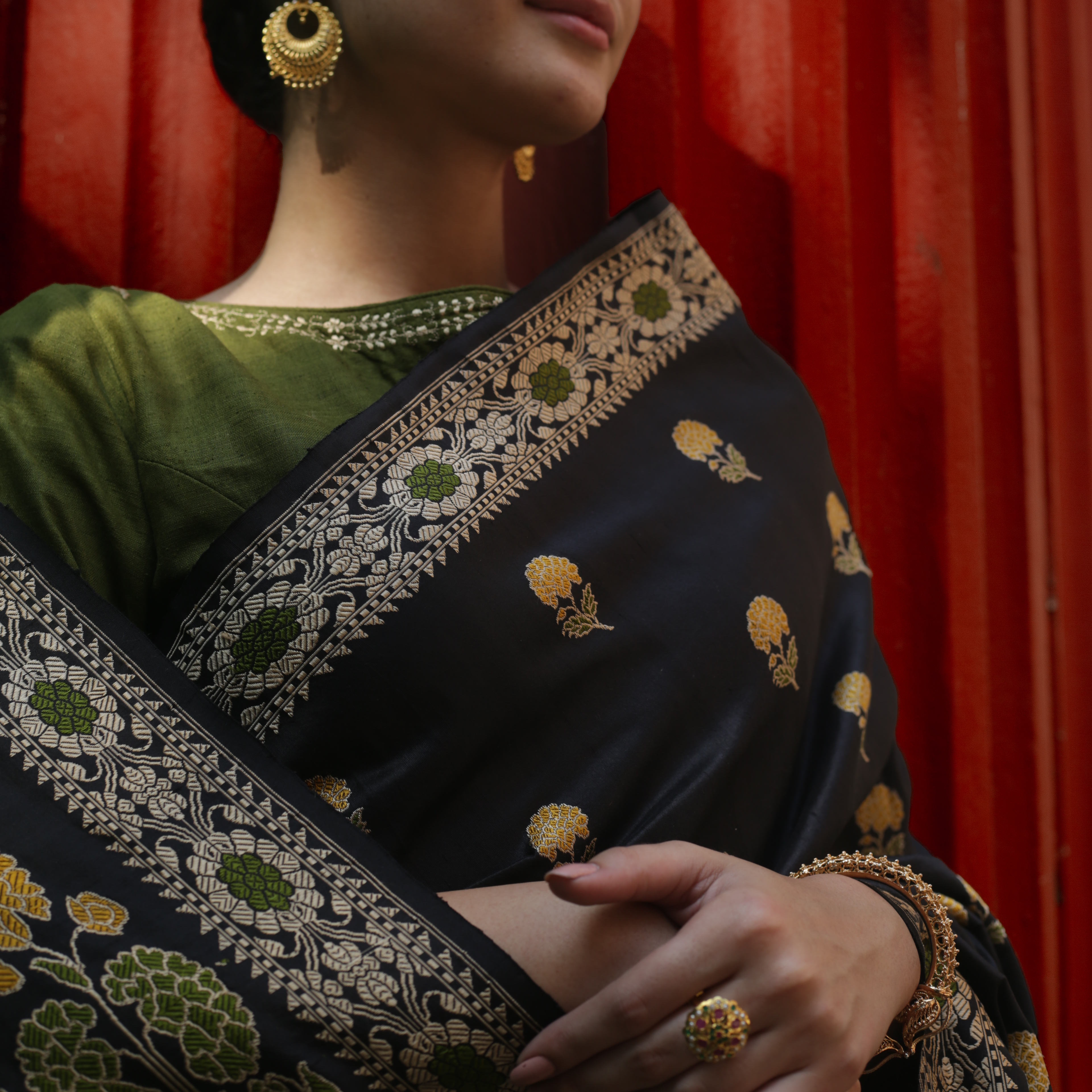 Black with Yellow Revival Baluchari Saree