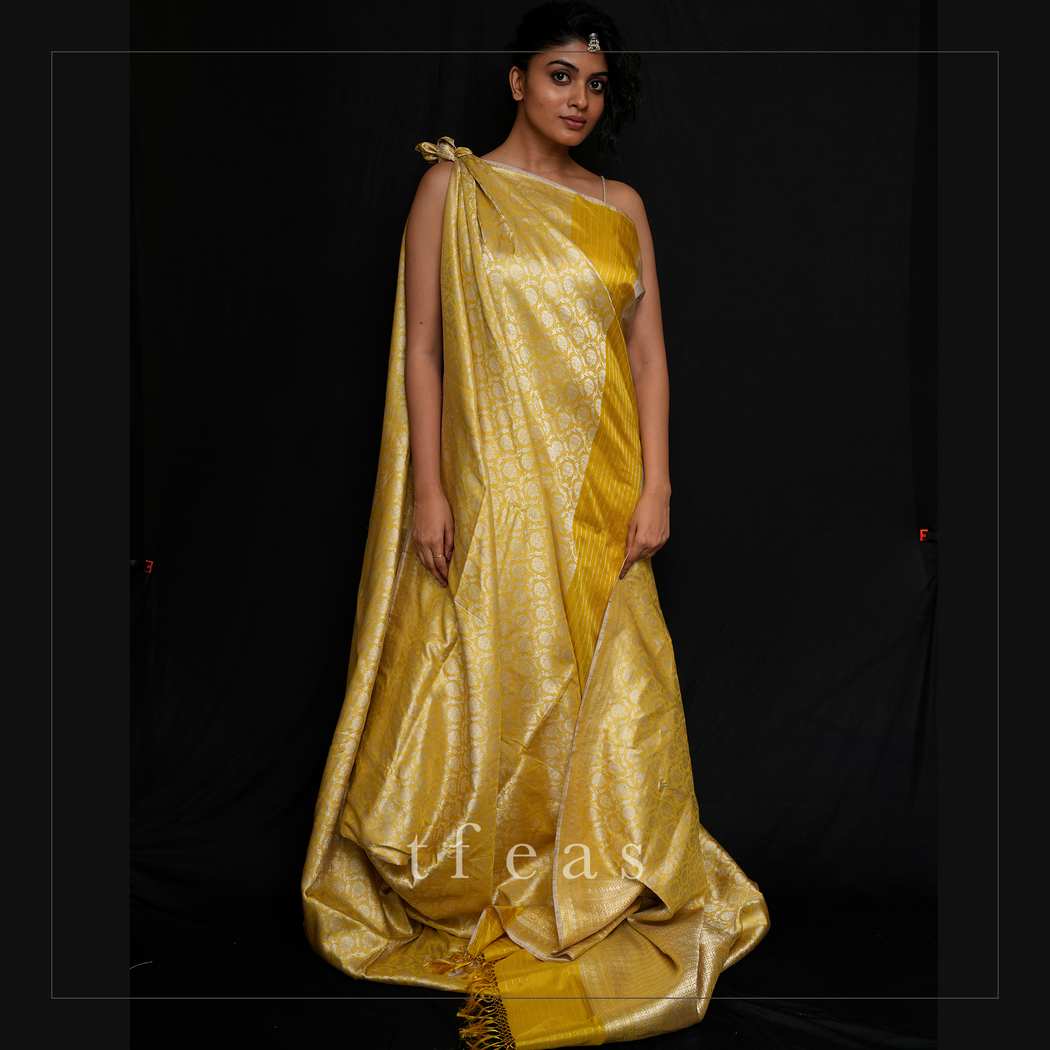 Mustard and Silver Revival Benarasi Saree