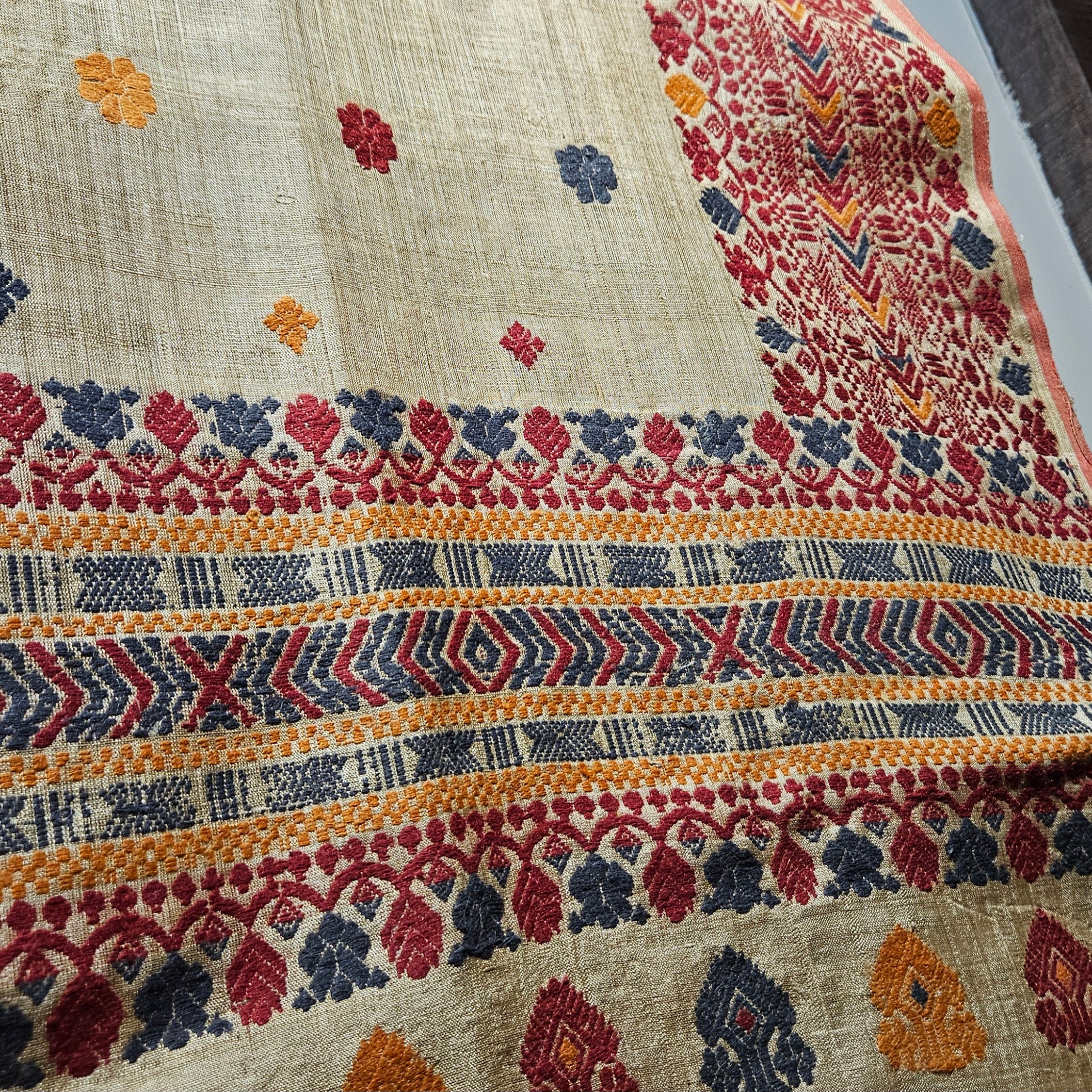 Heirloom Pure Assam Muga Saree with Natural Dyed Eri Extra Weft