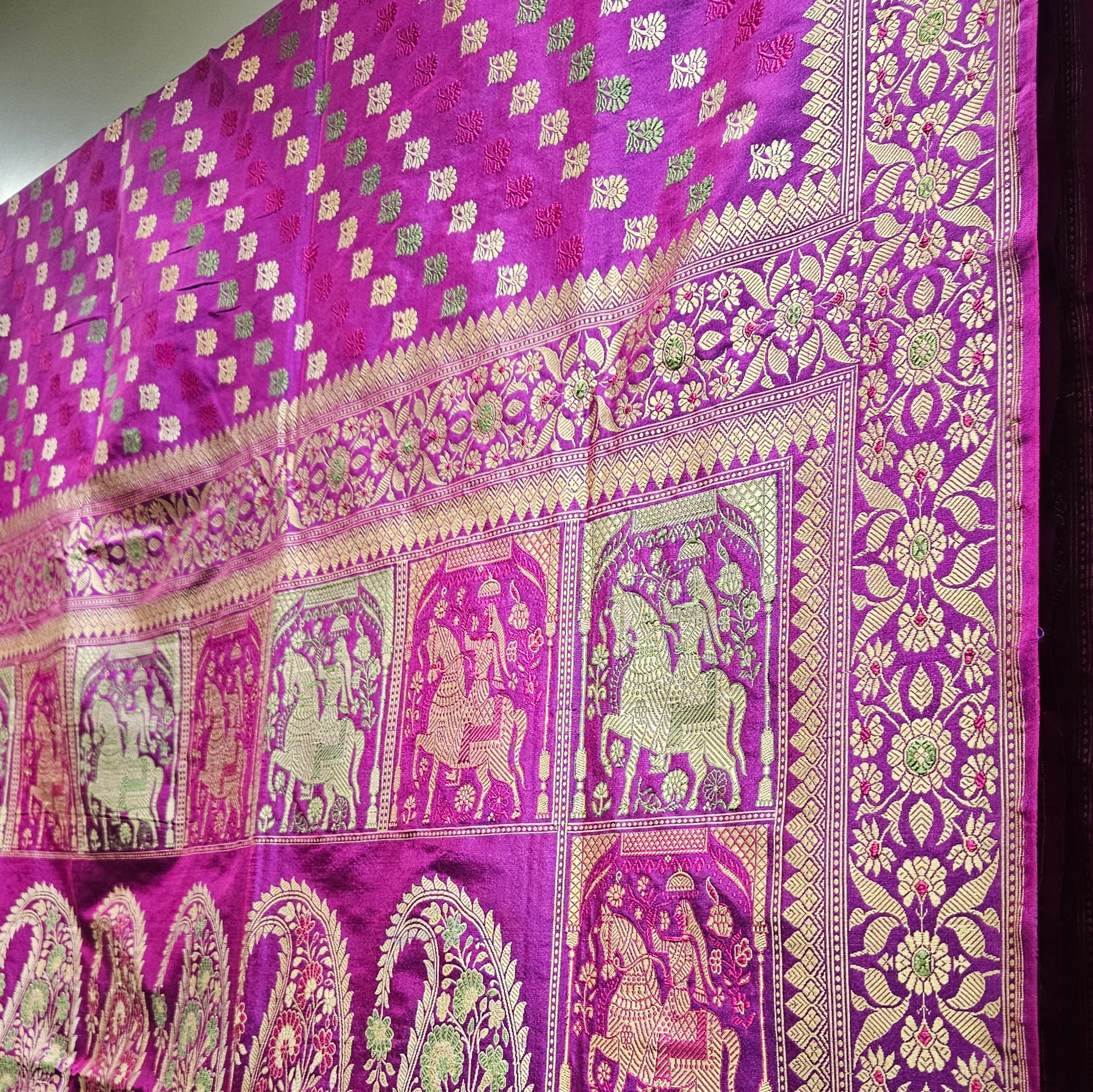 Purple Shot Colour Revival Baluchari Saree with Horse Palla
