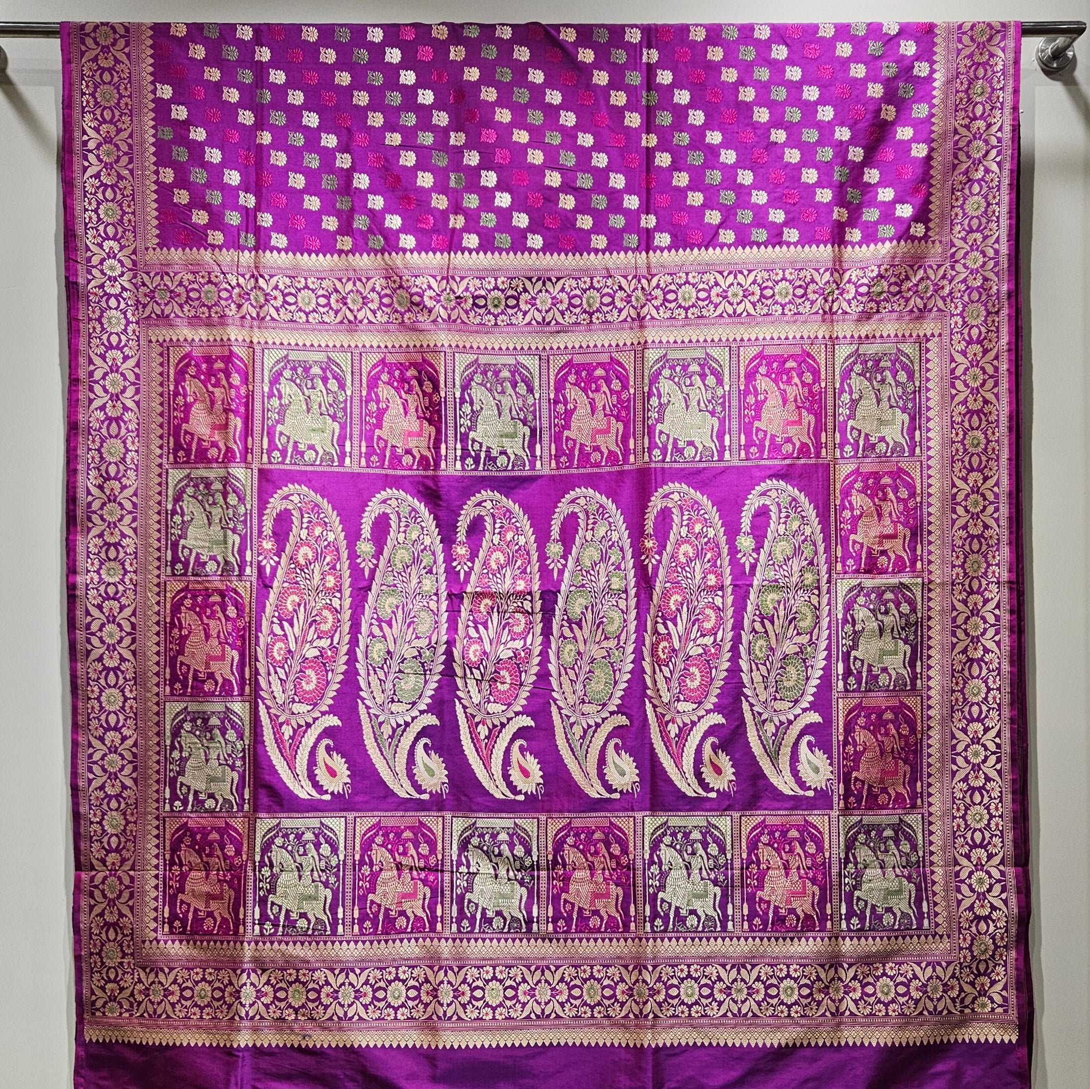 Purple Shot Colour Revival Baluchari Saree with Horse Palla