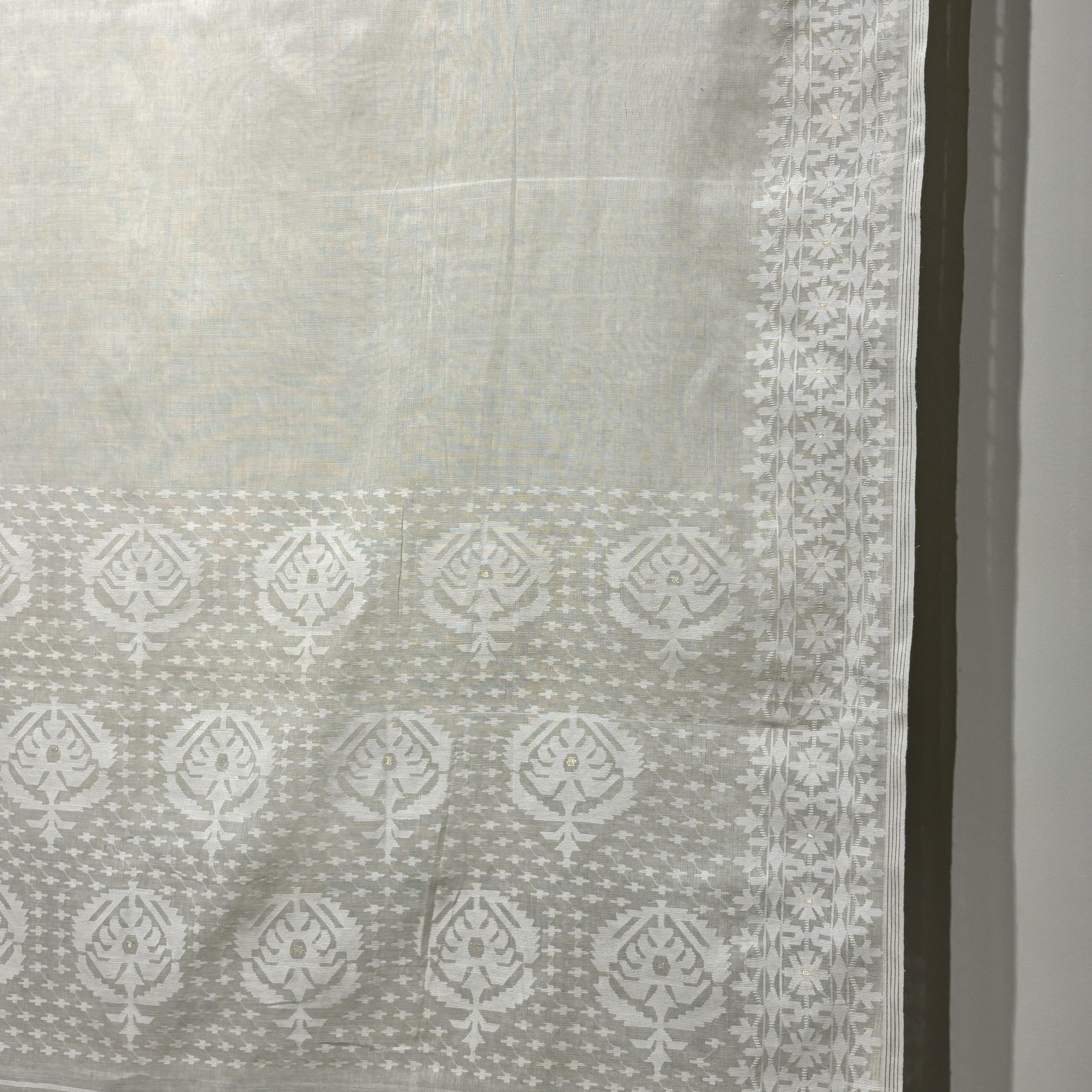 White and white Dhakai Jamdani
