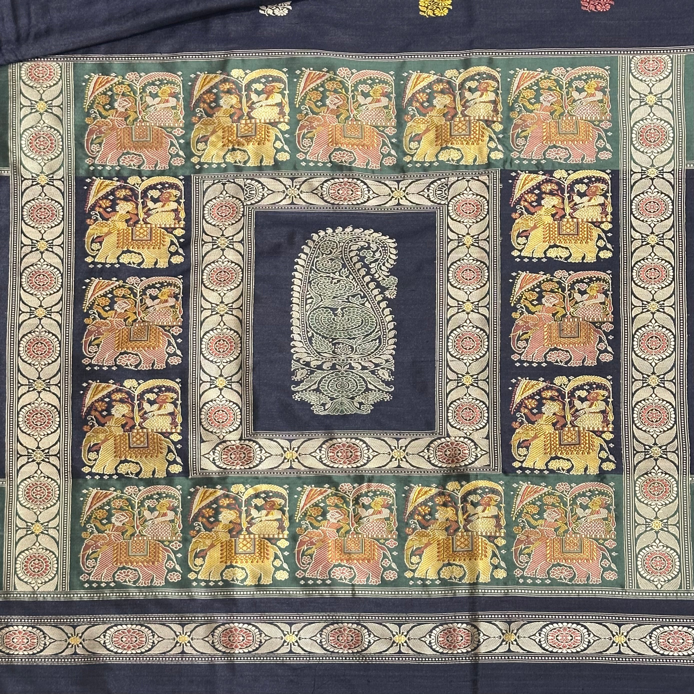 Black Baluchari Saree with Kalka and Motifs in the Palla