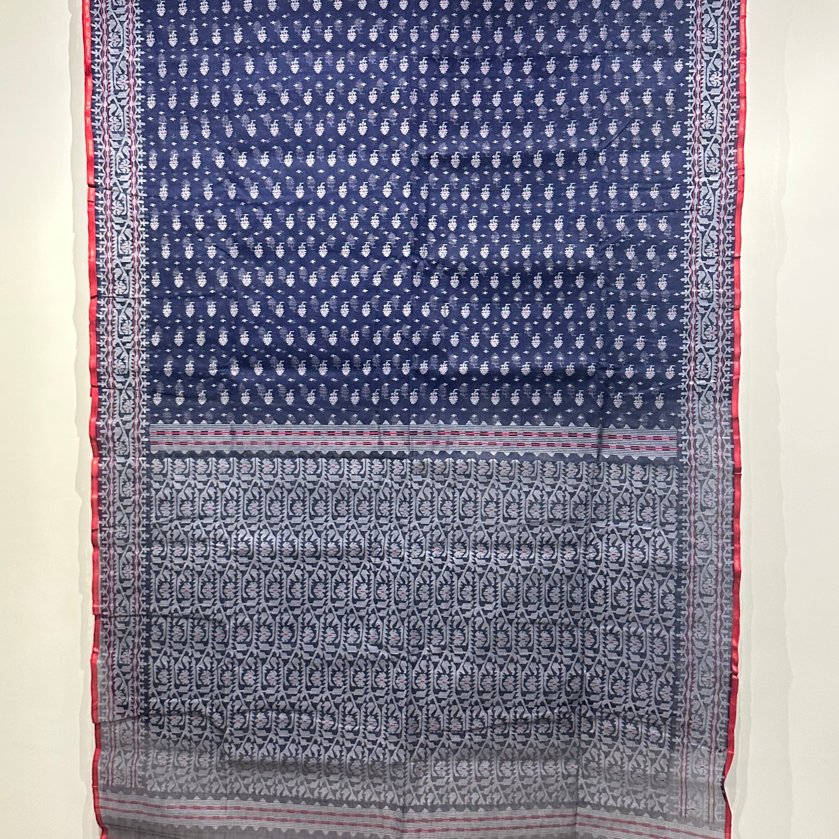 Dark Blue Dhakai Jamdani with Butis