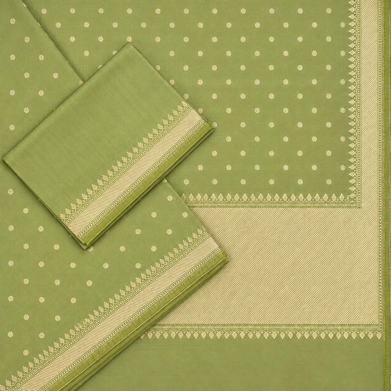 Light Green Polka Khadwa Benarasi