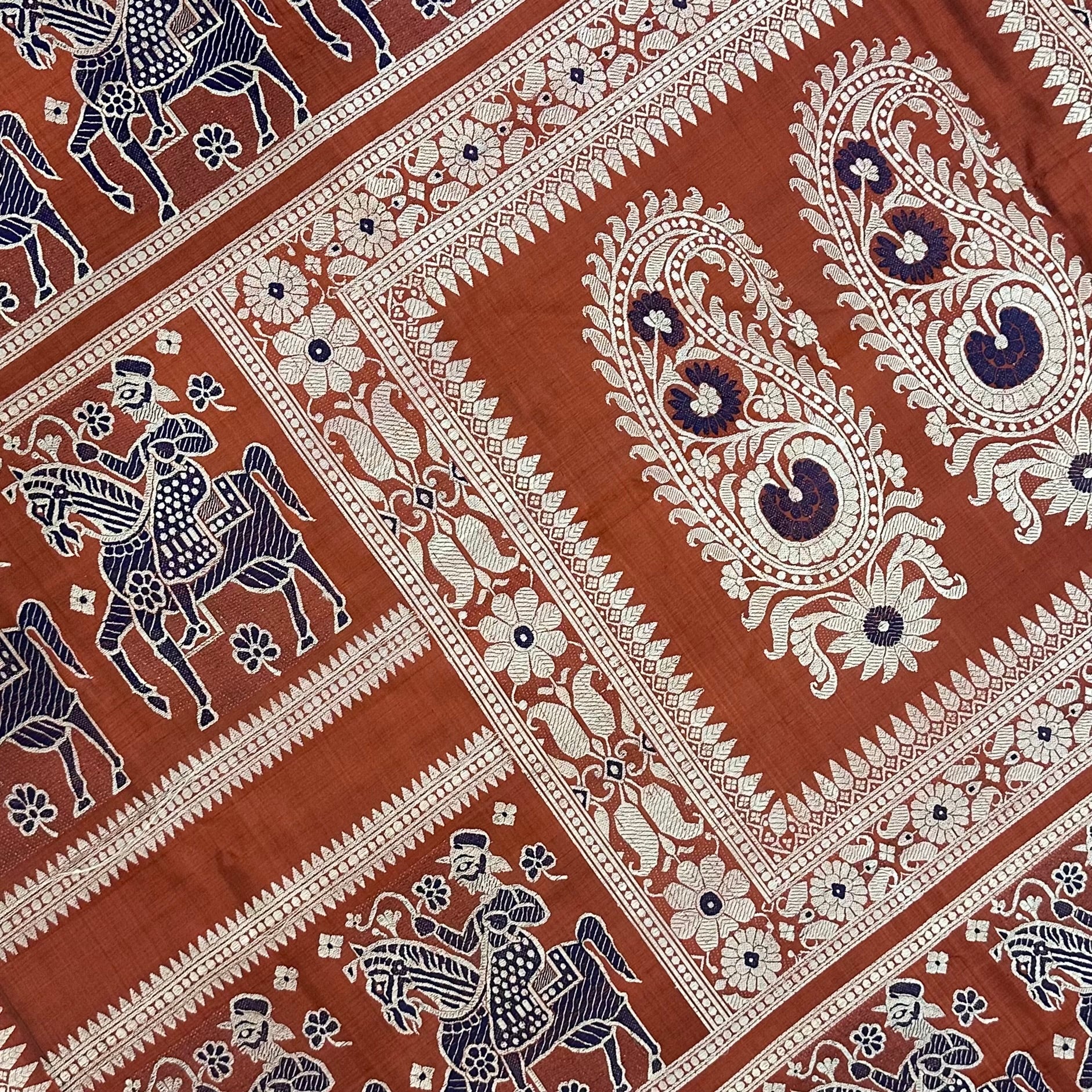 Rust Baluchari Saree from Bengal