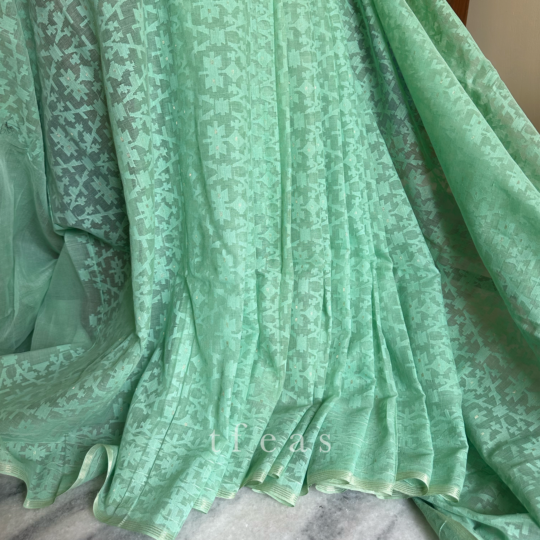 Mint/Sea Green Grand Dhakai Jamdani Saree