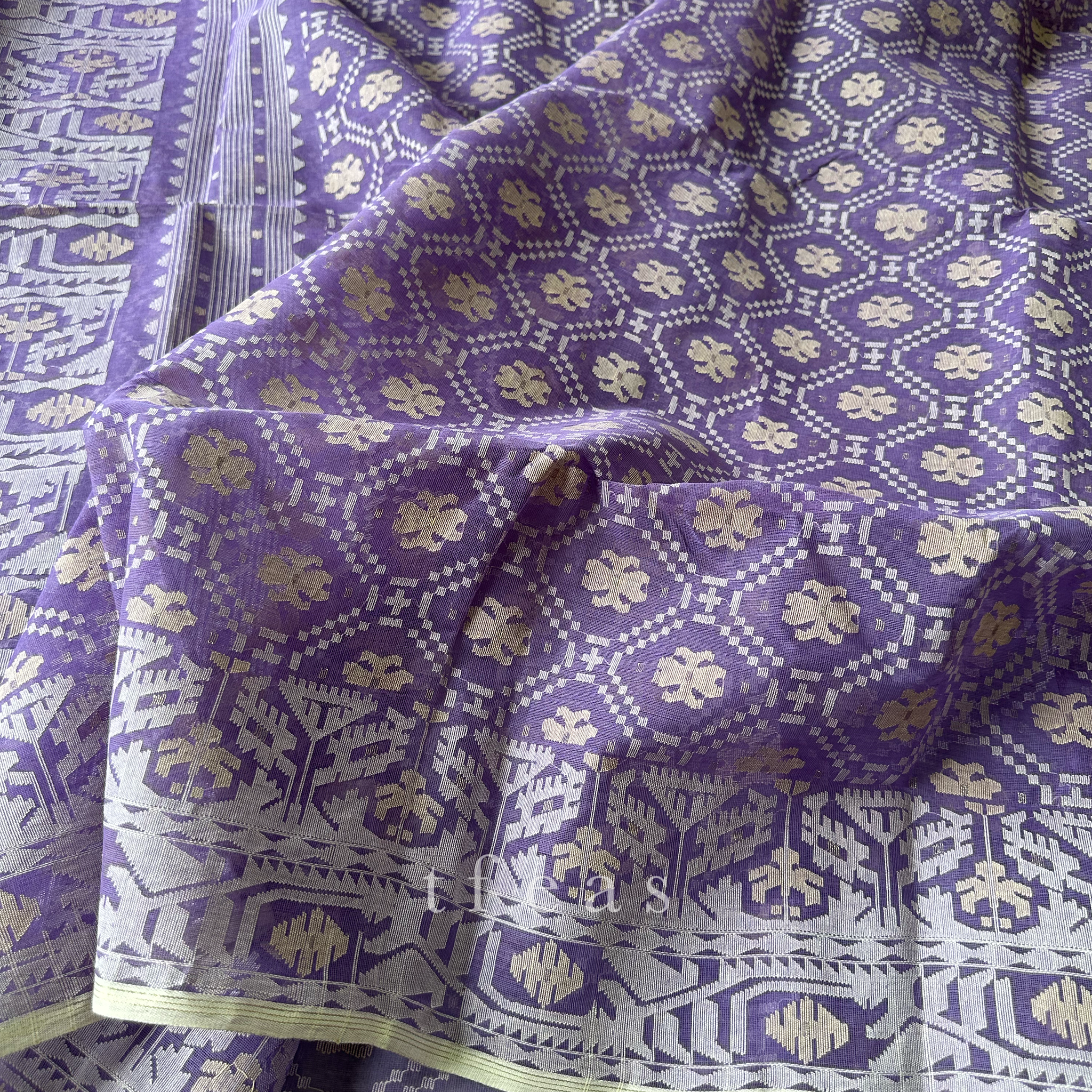 Lavender with Beige Dhakai Jamdani