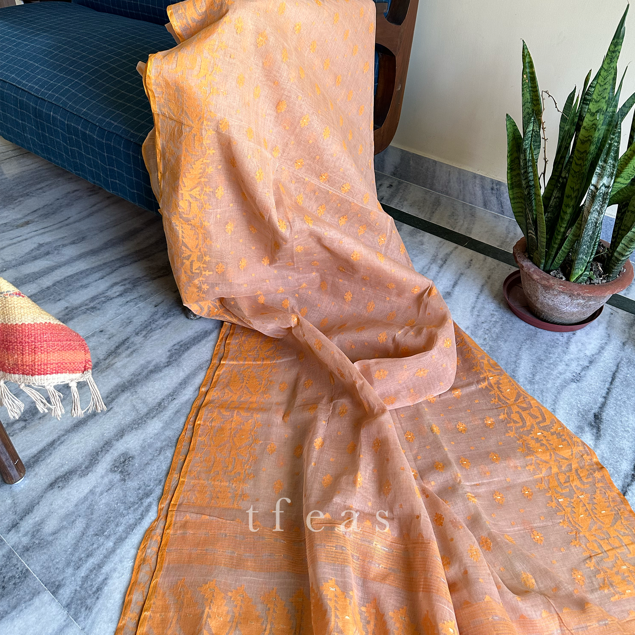 Blush and Orange Dhakai Jamdani