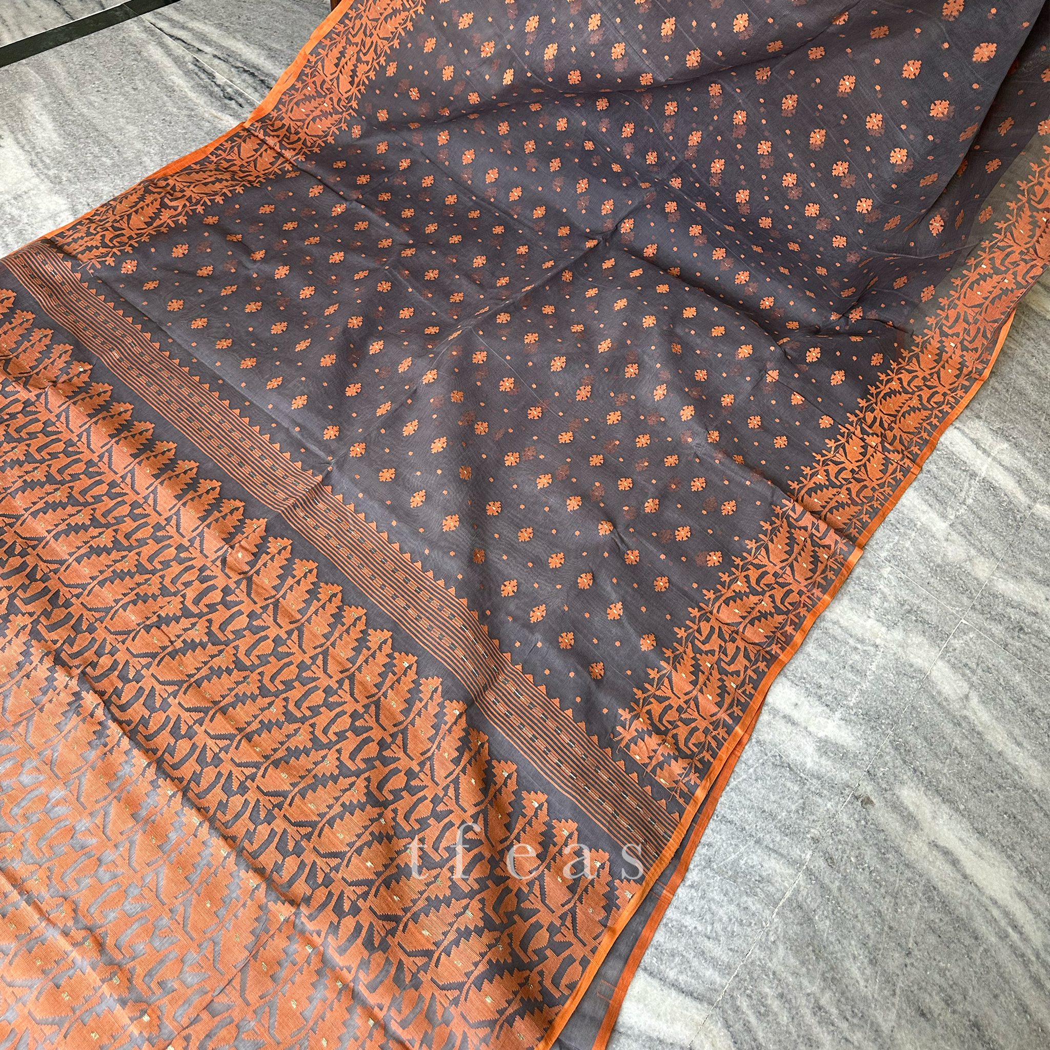 Brown and Rust Dhakai Jamdani