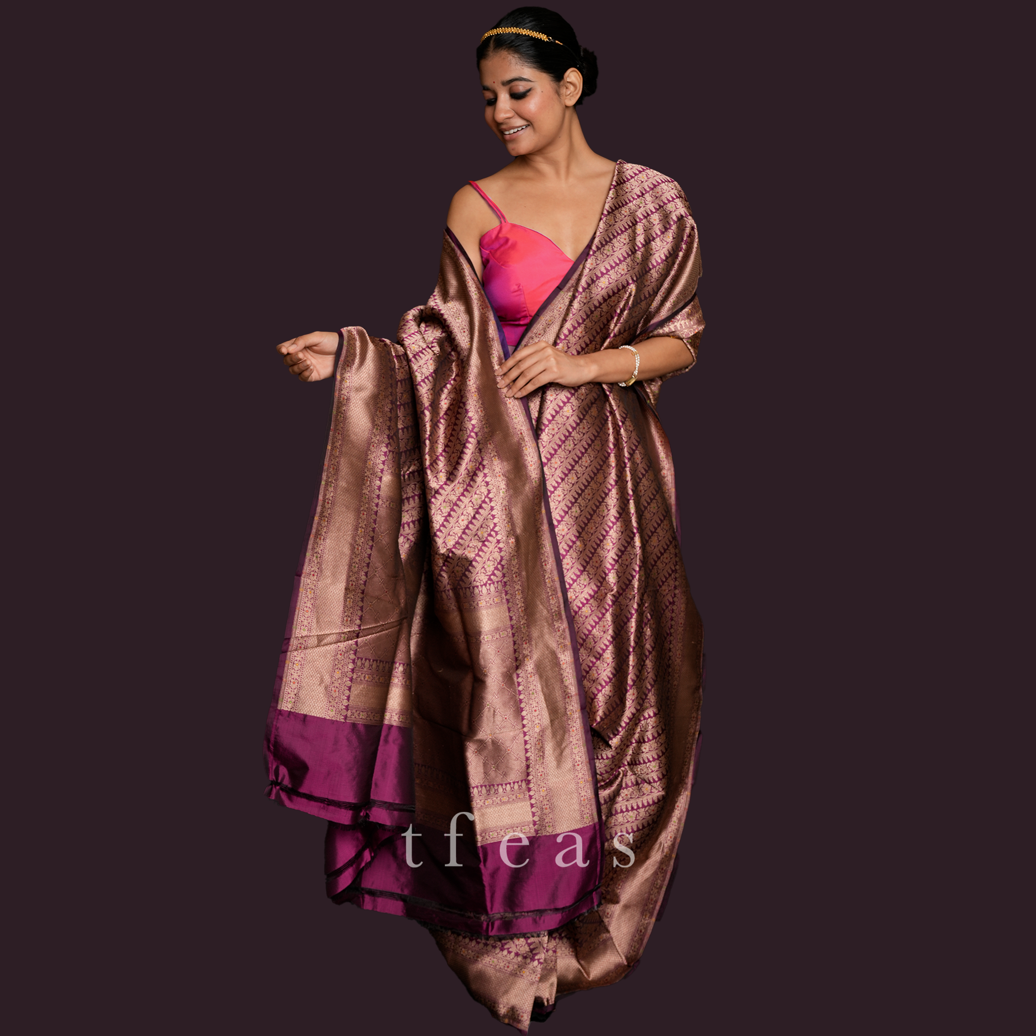 Purple Ada Brocade Benarasi Saree