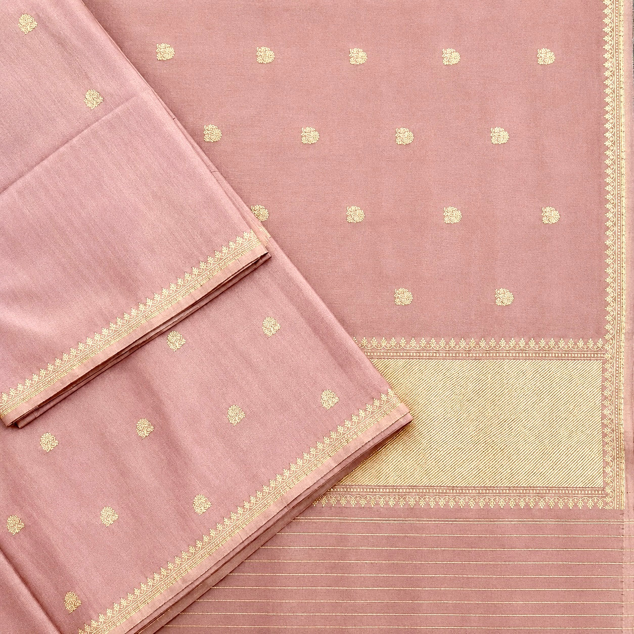 Light Pink Silk Georgette Natural Dyed Benarasi