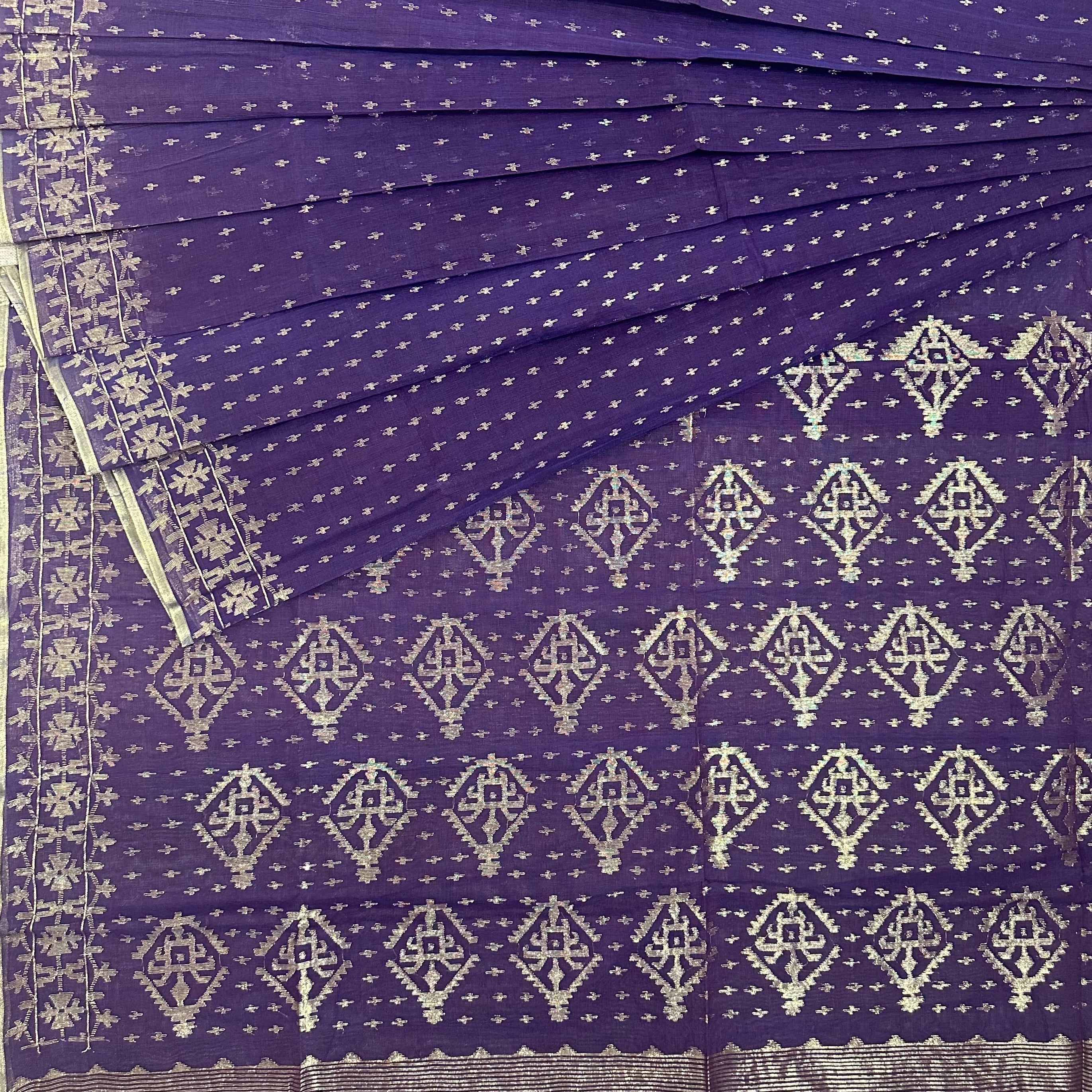 Violet Dhakai Jamdani with Zari