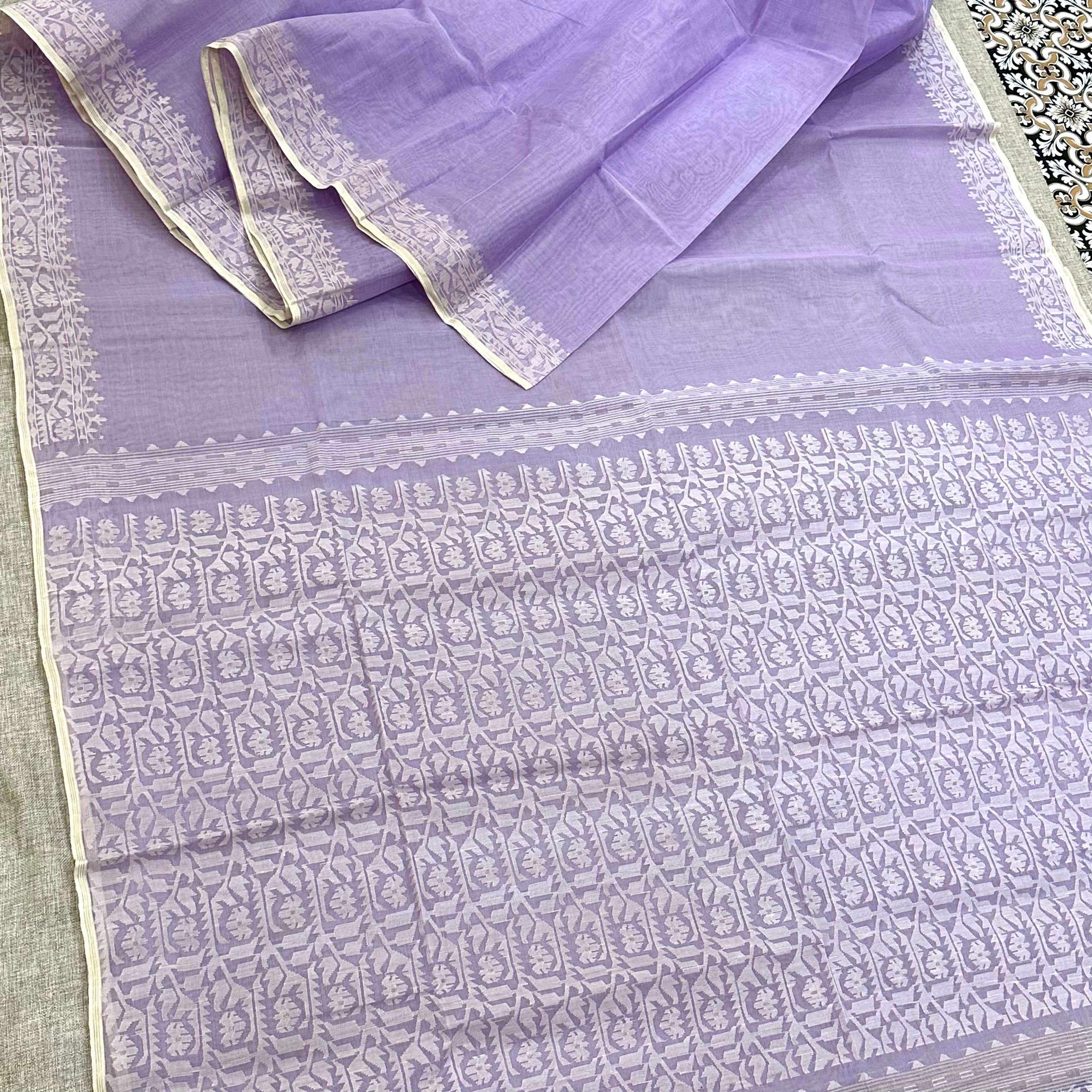 Lavender with White Dhakai Jamdani