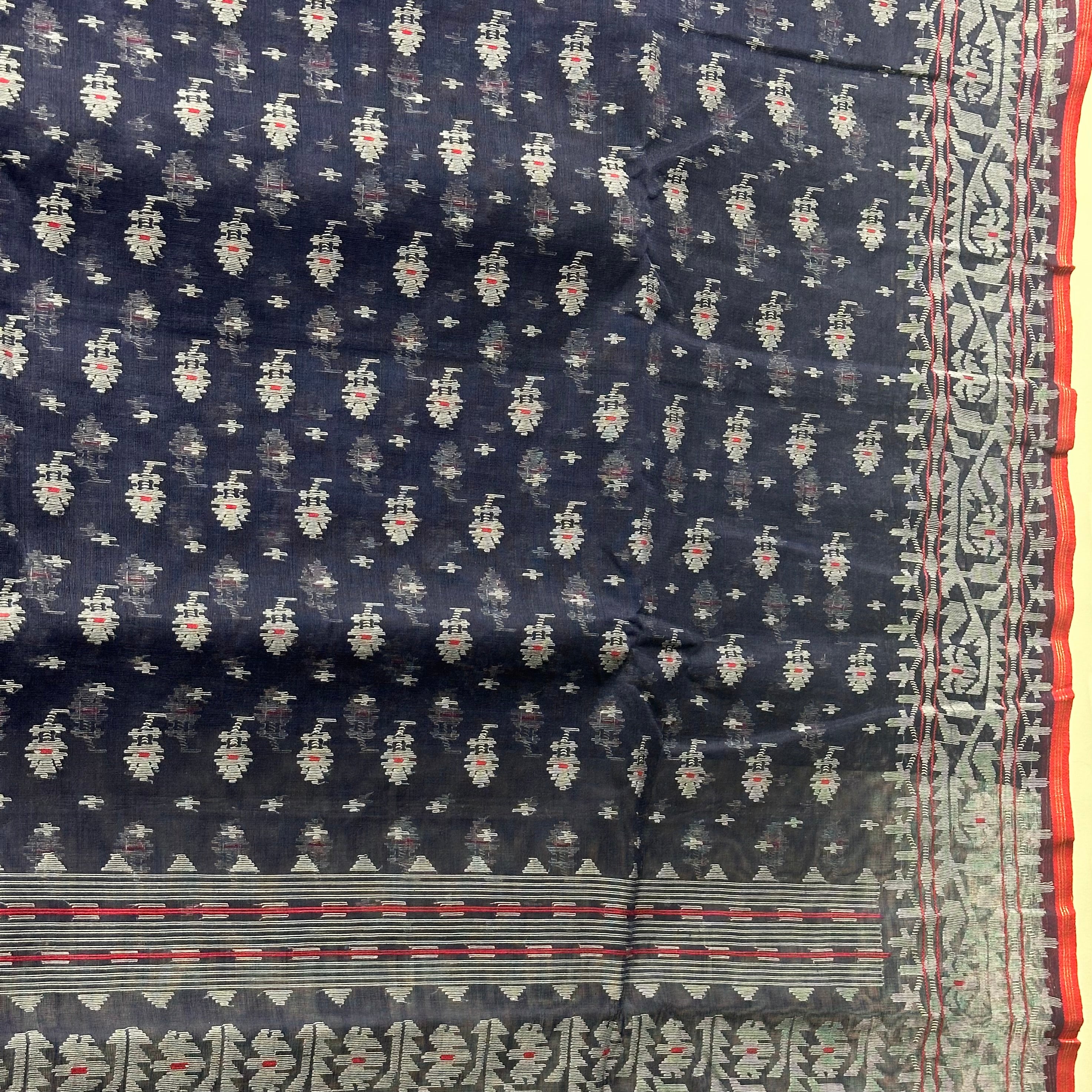 Dark Blue Dhakai Jamdani with Butis