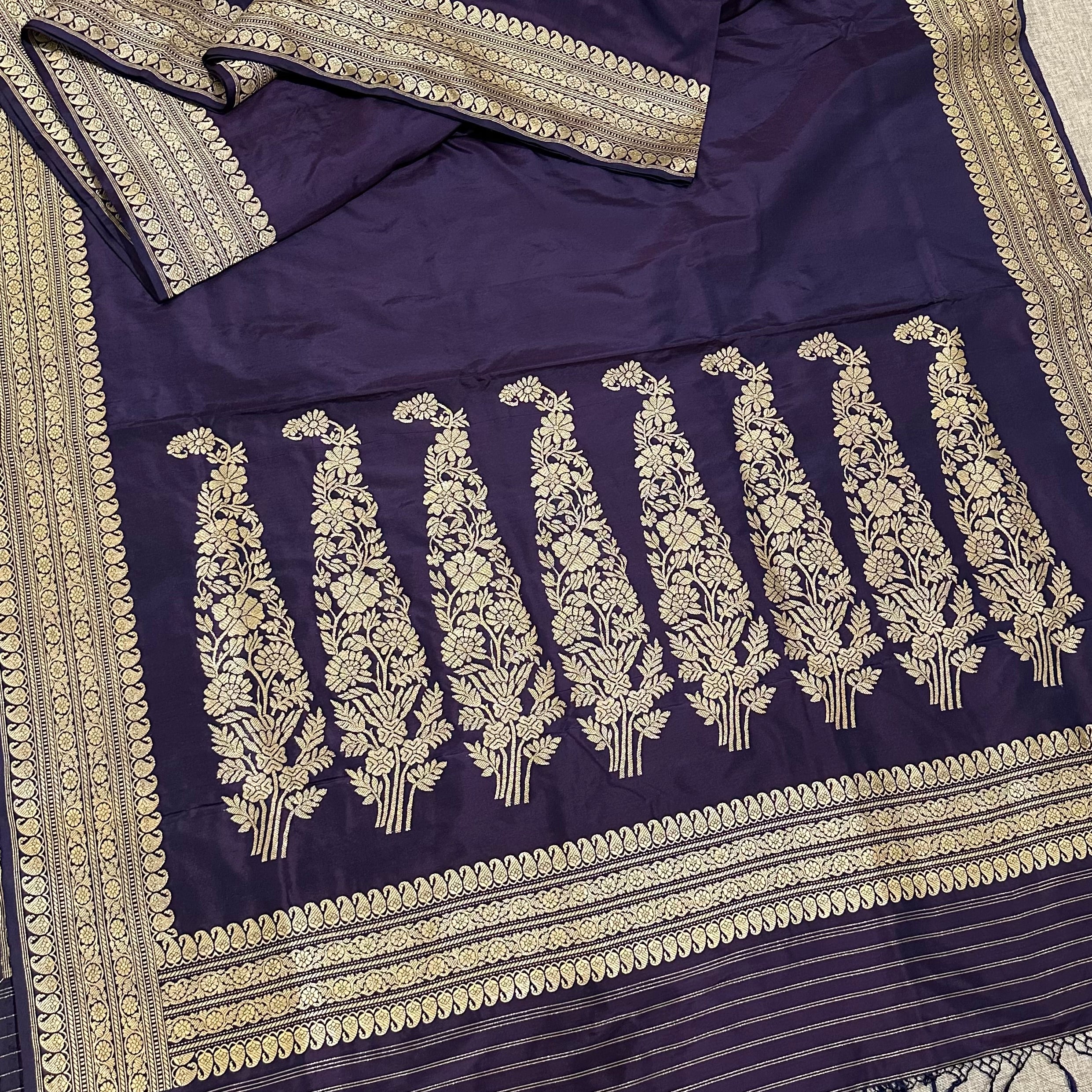 Purple Paisley Khadwa Benarasi