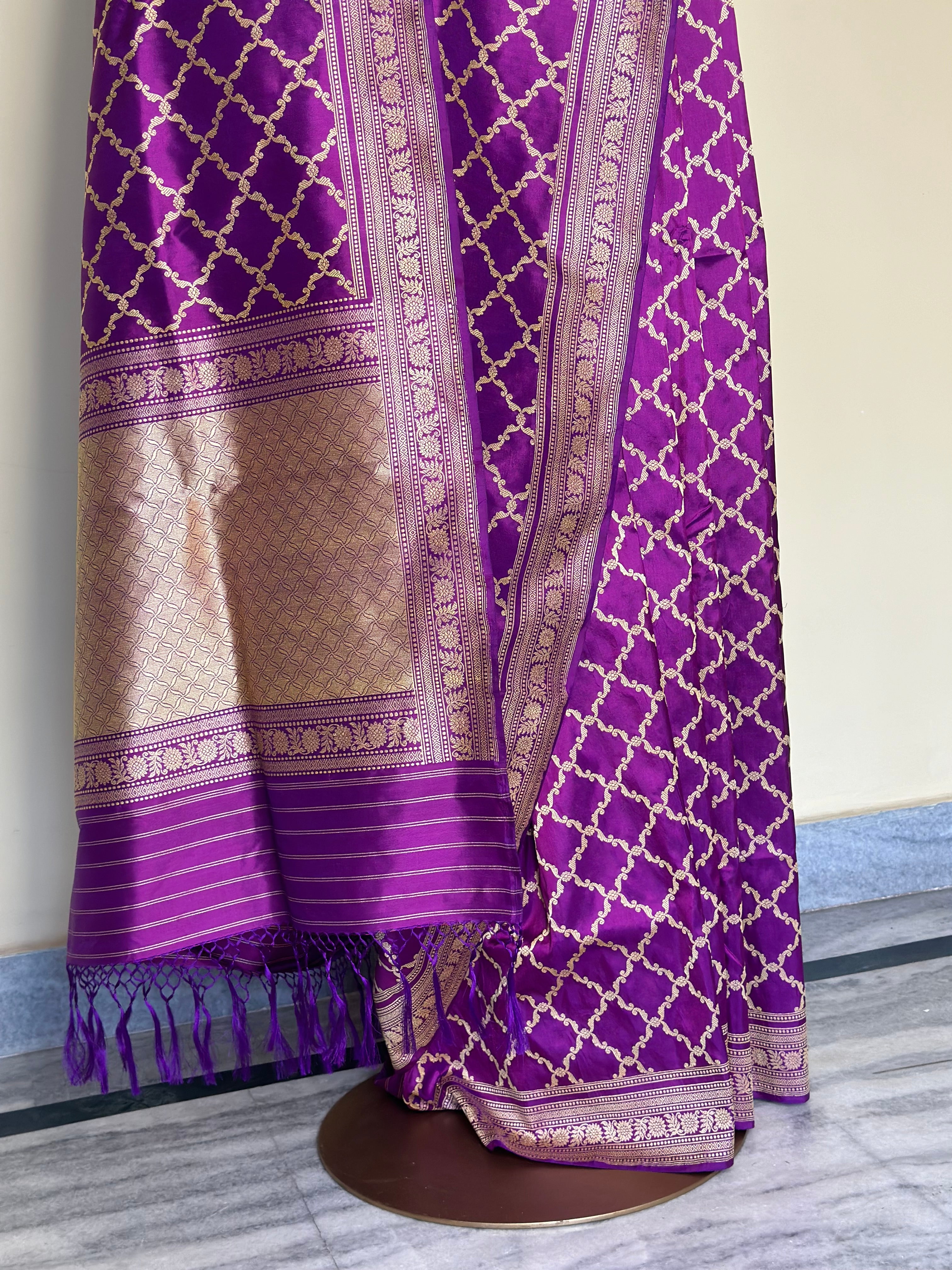 Purple Shot Color Khadwa Jaal Benarasi