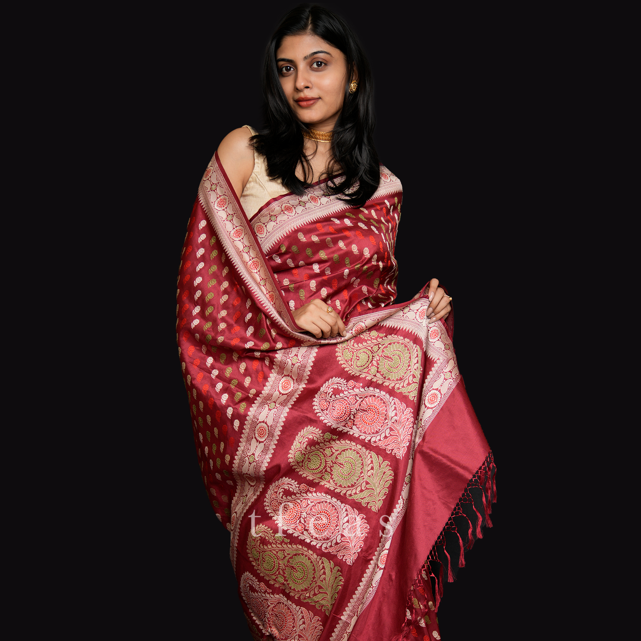 Red Baluchari with Paisley