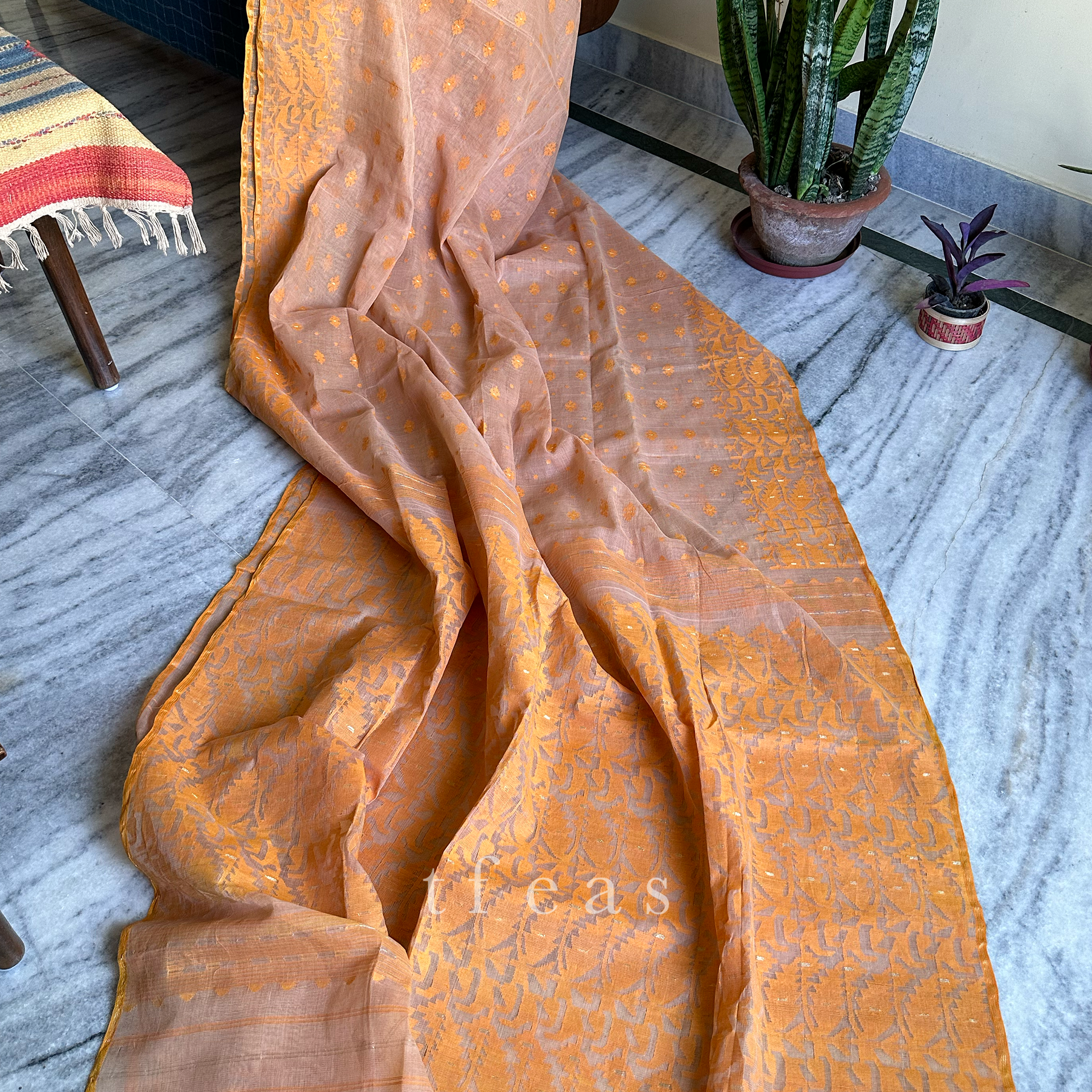 Blush and Orange Dhakai Jamdani